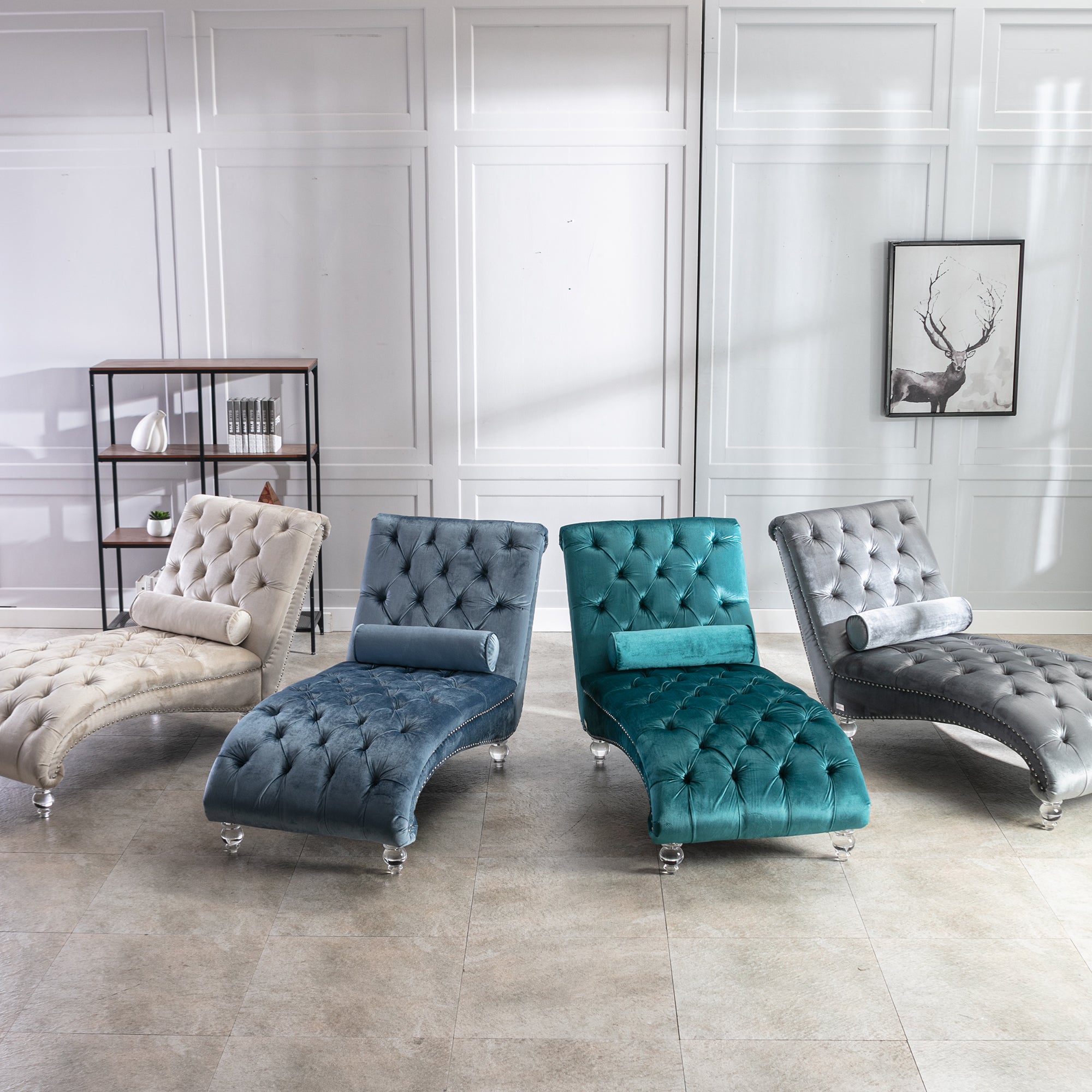 Luxury Tufted Velvet Daybed with Matching Accent Pillow
