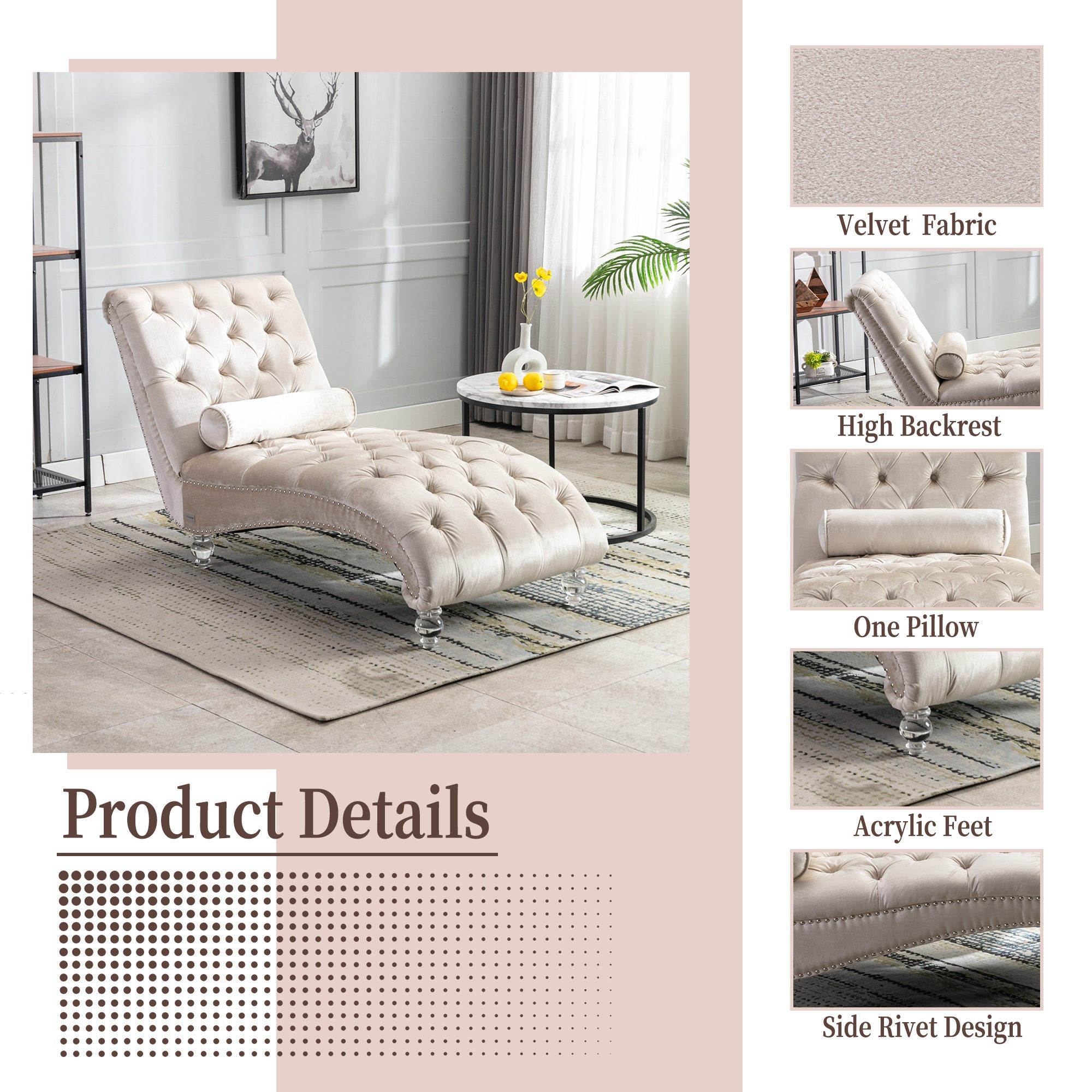 Luxury Tufted Velvet Daybed with Matching Accent Pillow