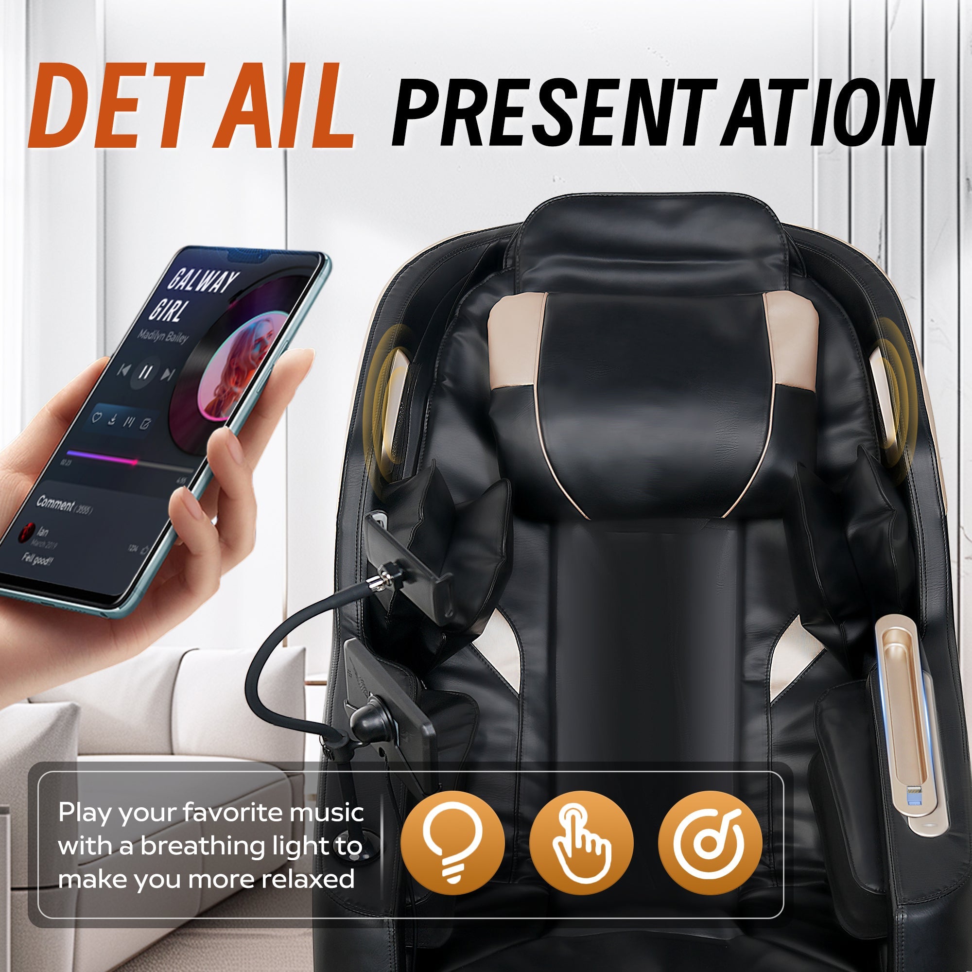 Luxury Zero Gravity Massage Chair with Bluetooth Connectivity & Full-Body Air Massage
