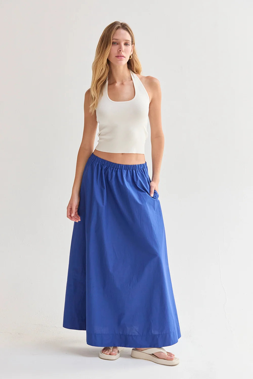 Margo Gathered Poplin Maxi Skirt