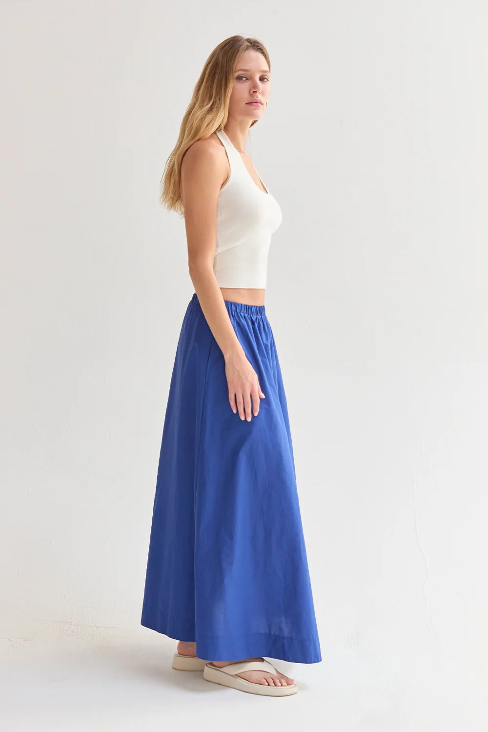 Margo Gathered Poplin Maxi Skirt