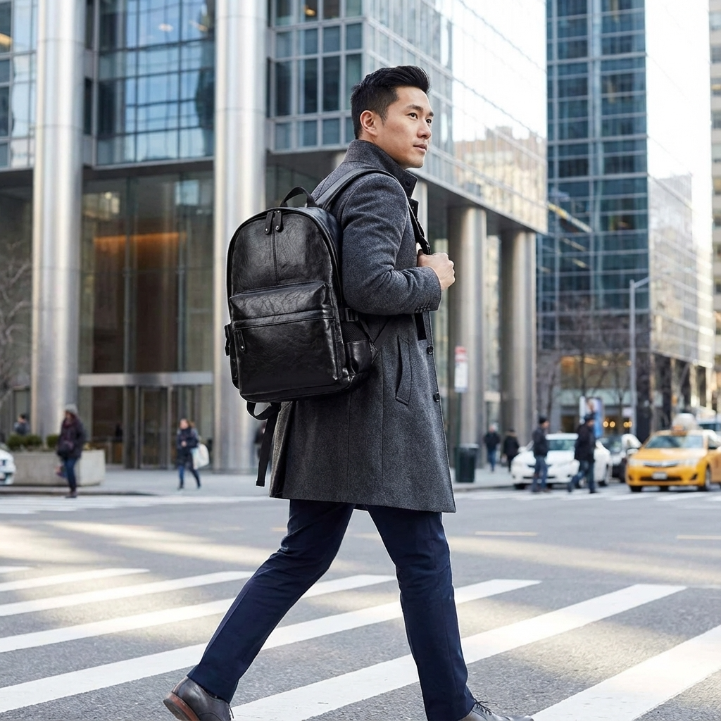 Men's Vegan Leather Backpack – Modern Work Carry