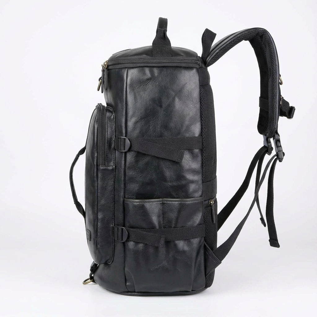Men's Vegan Leather Duffel Bag – Convertible 35L Travel