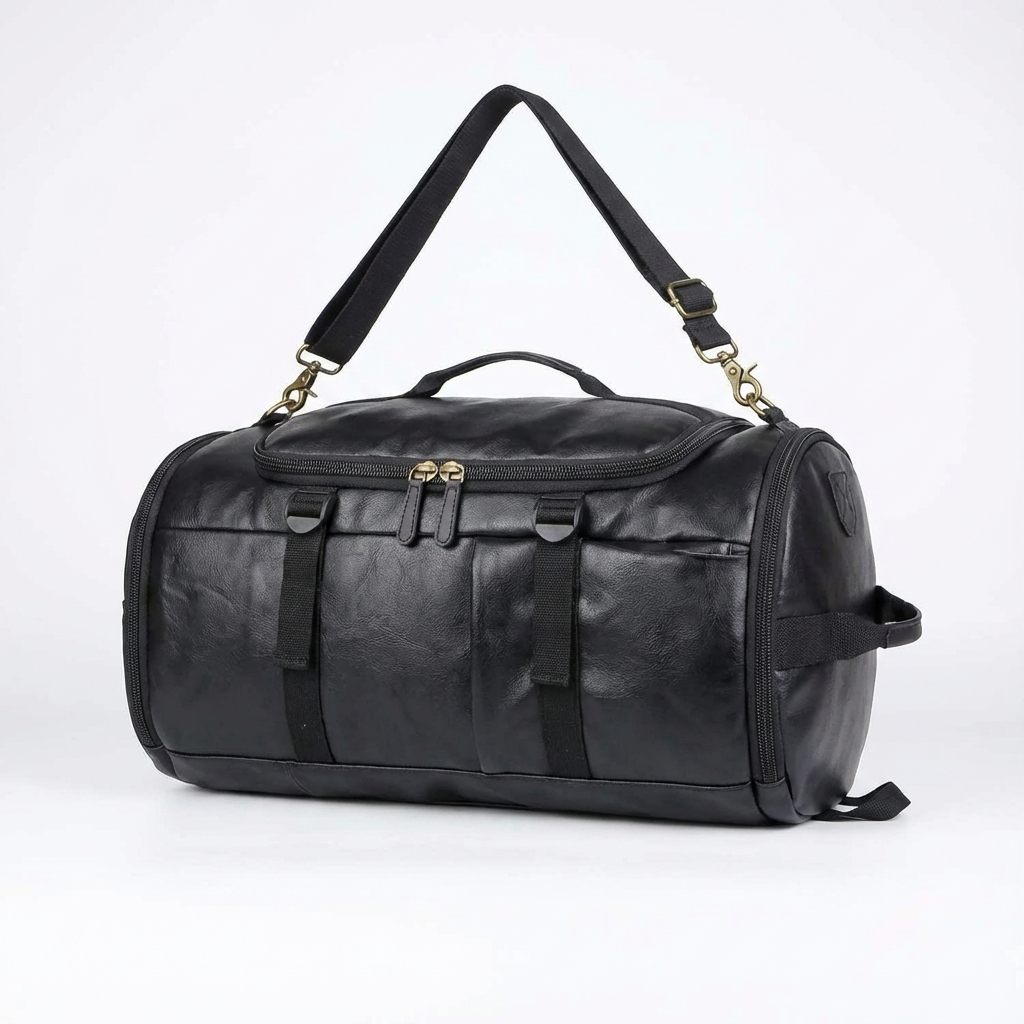 Men's Vegan Leather Duffel Bag – Convertible 35L Travel