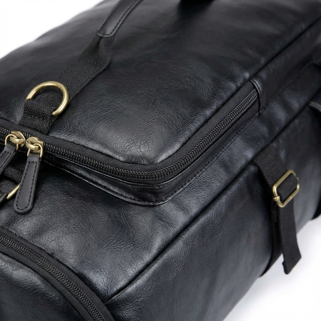 Men's Vegan Leather Duffel Bag – Convertible 35L Travel