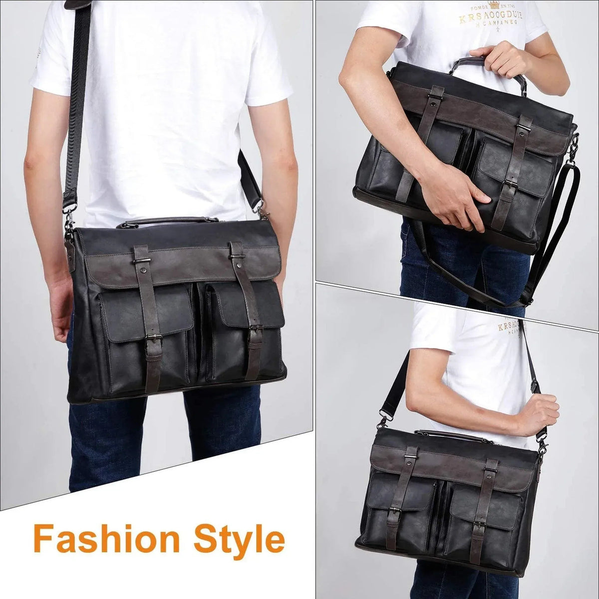 Men's Vegan Leather Messenger Bag – Professional Utility Carry