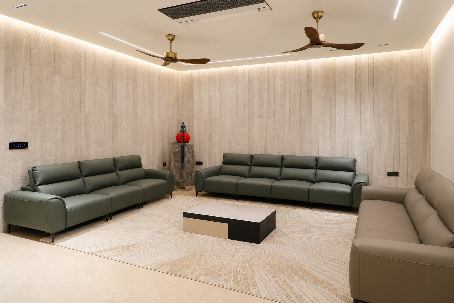 Modern 3-Piece Leather Living Room Sofa Set