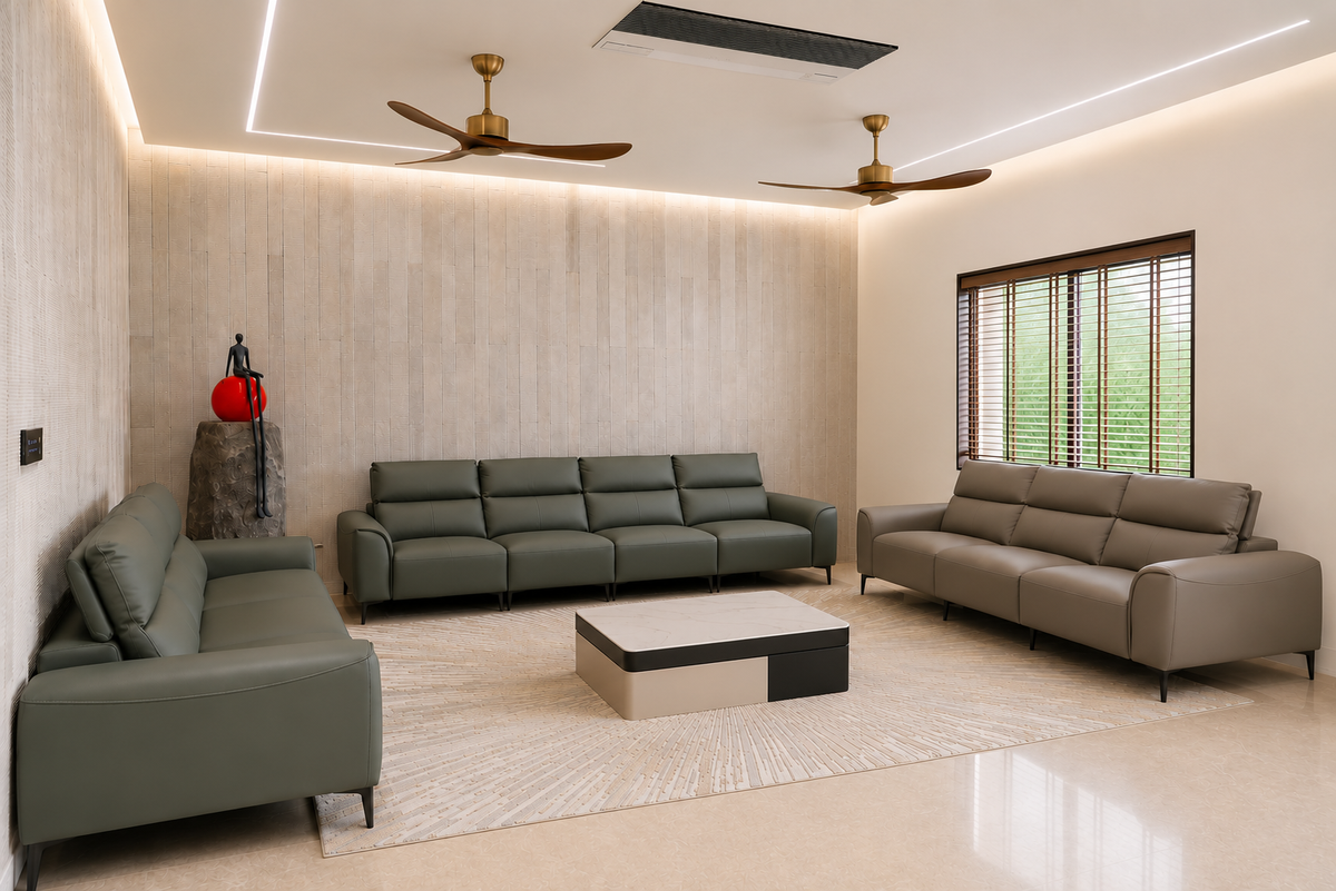 Modern 3-Piece Leather Living Room Sofa Set