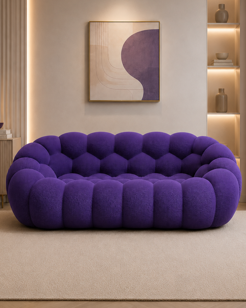 Modern Bubble Tufted Purple Sofa