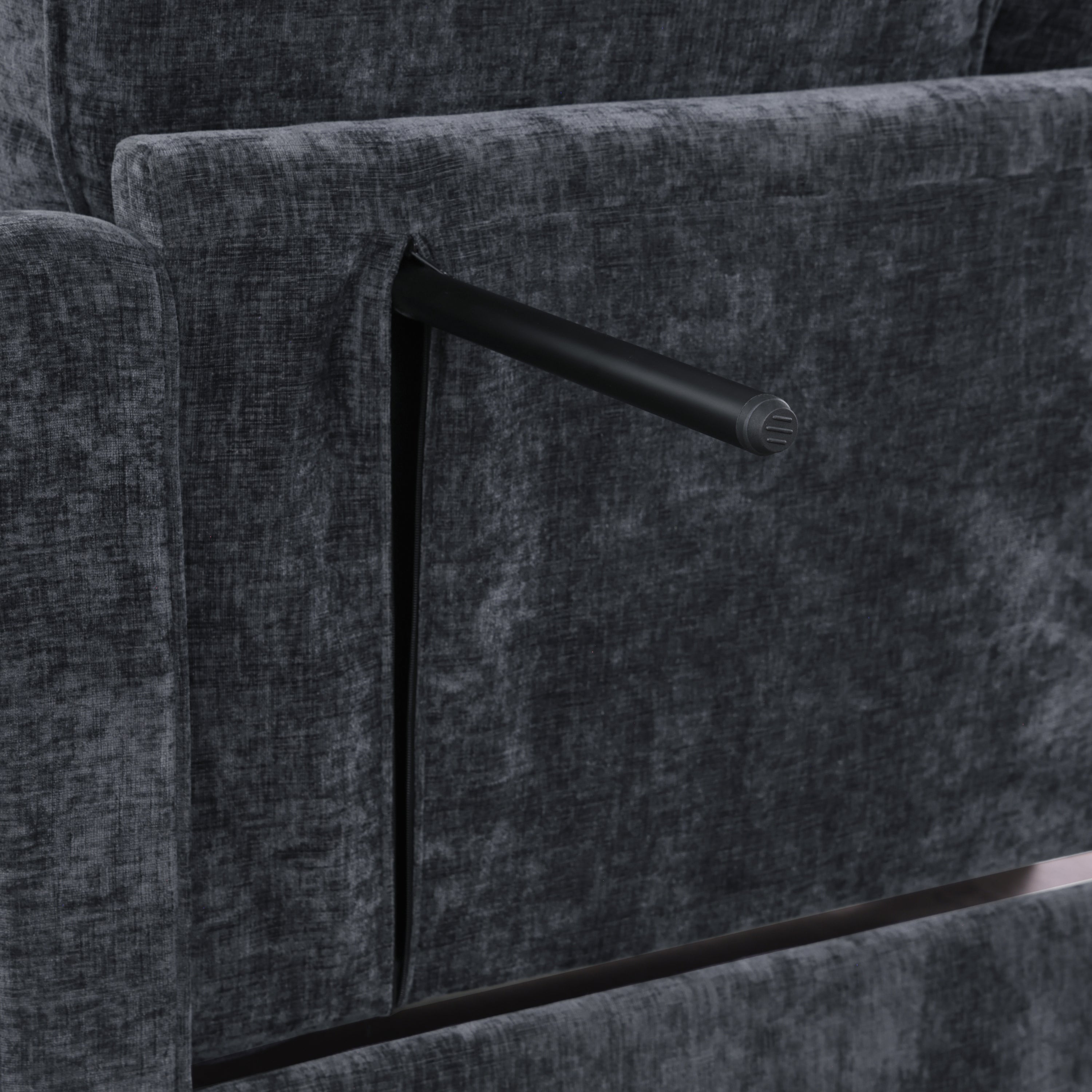 Modern Corduroy Loveseat Sofa with Storage Ottoman - Black