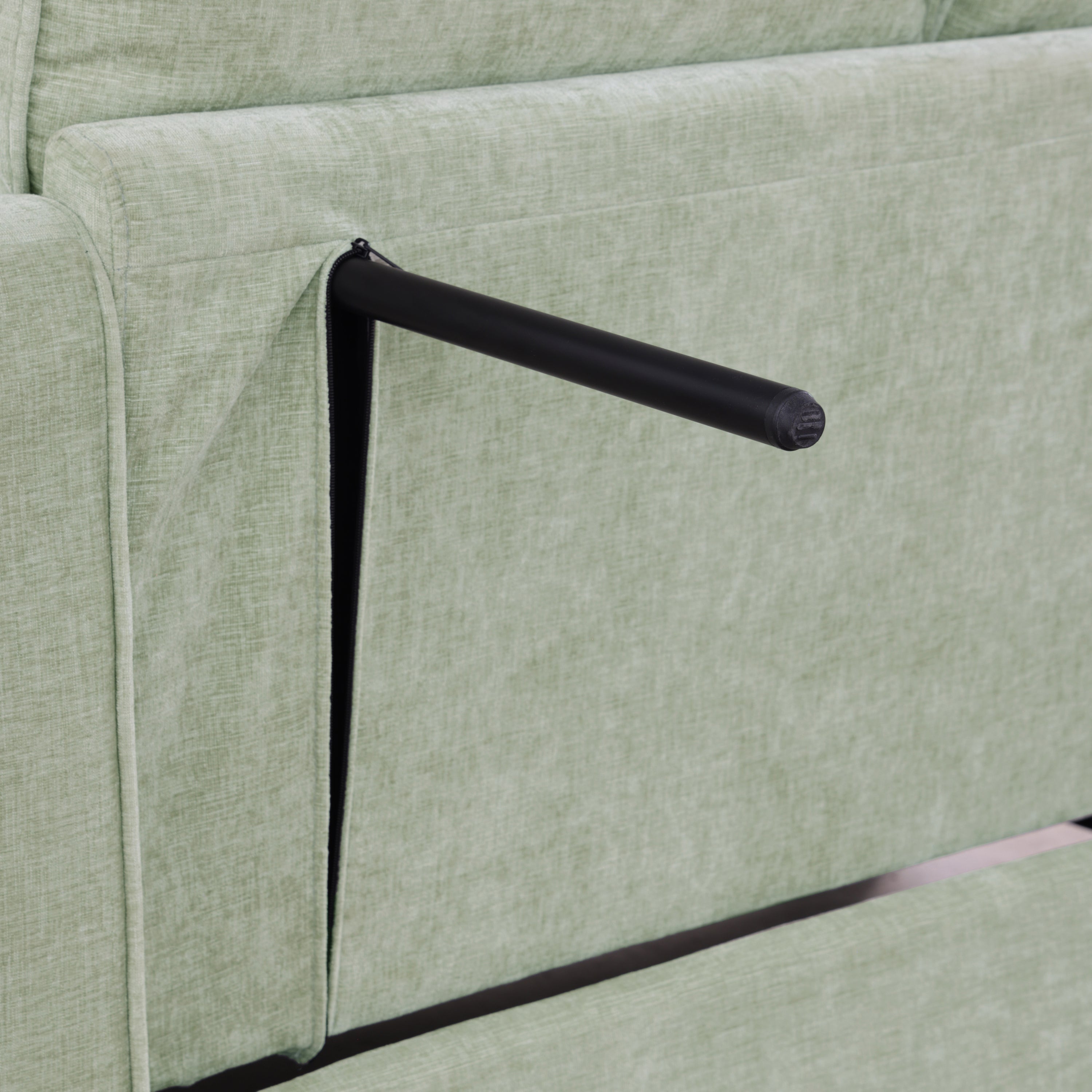Modern Corduroy Loveseat Sofa with Storage Ottoman – Cyan