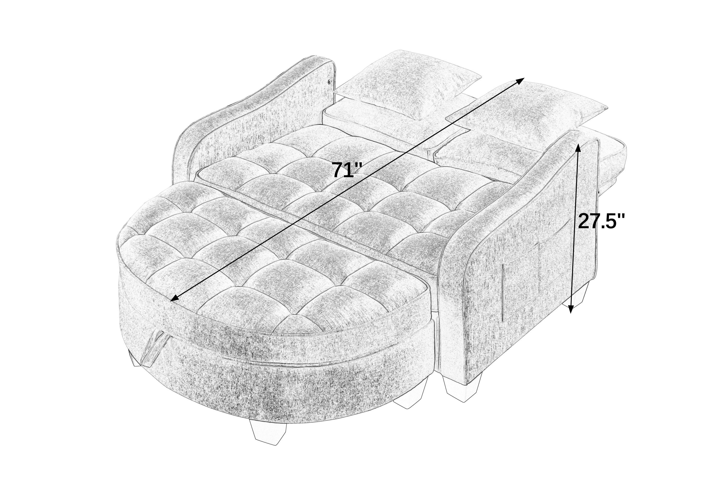 Modern Corduroy Loveseat Sofa with Storage Ottoman - White