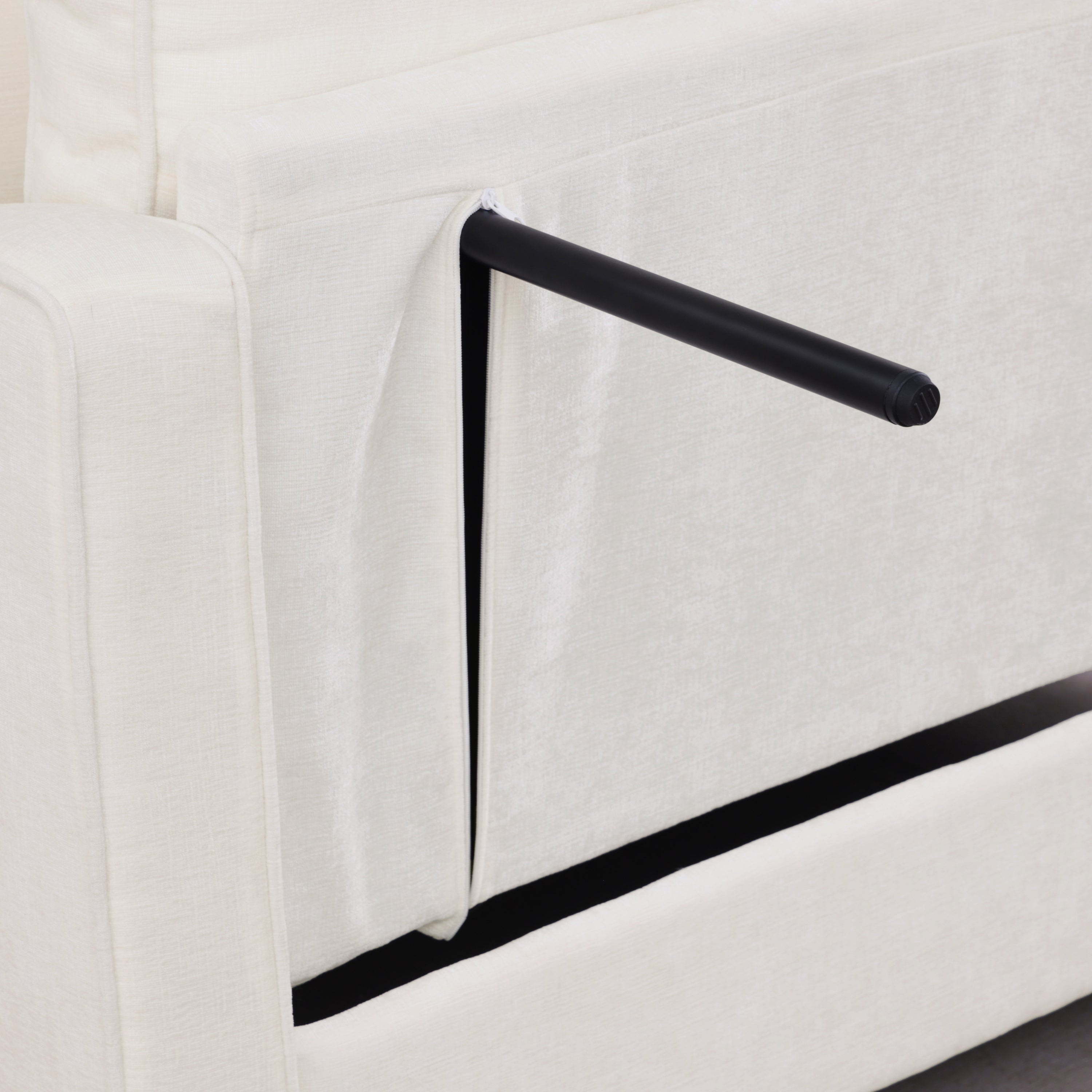 Modern Corduroy Loveseat Sofa with Storage Ottoman - White
