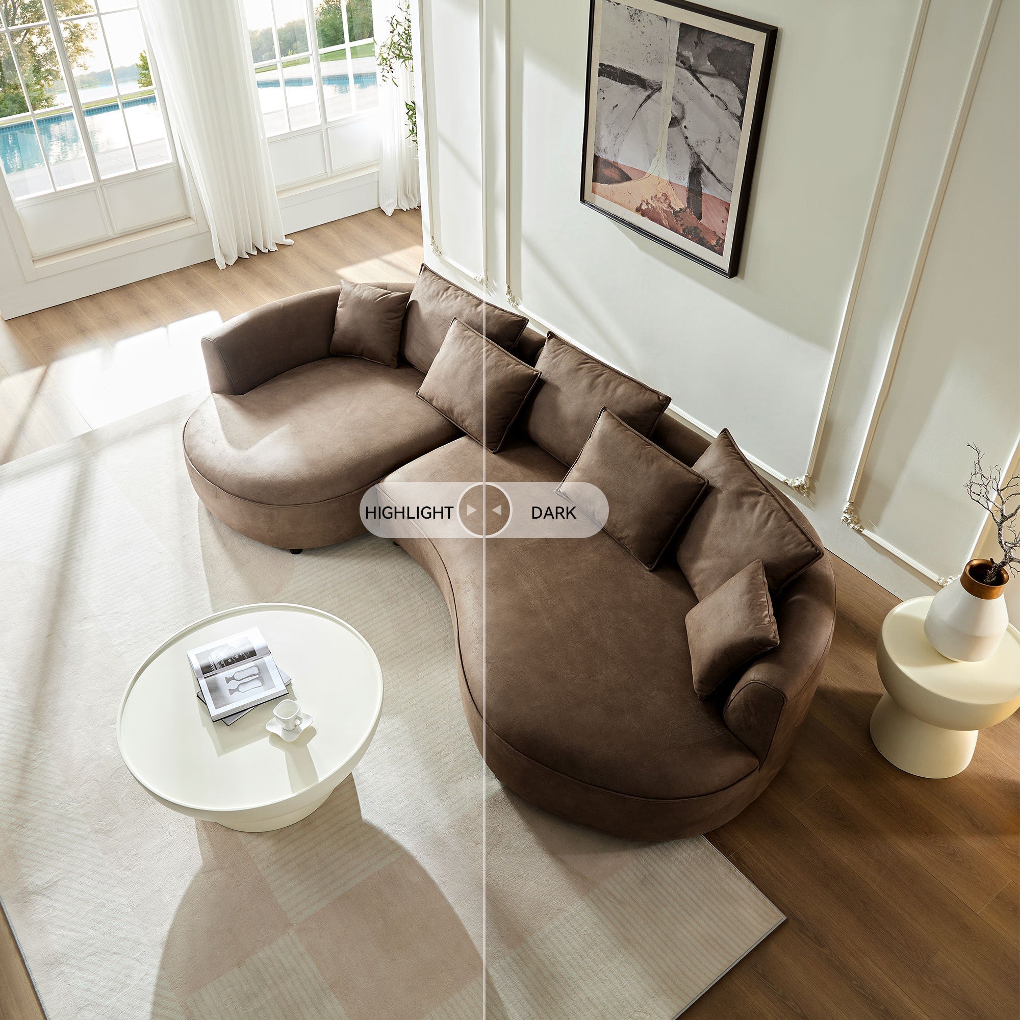 Modern Curved Sectional Leatherier Sofa