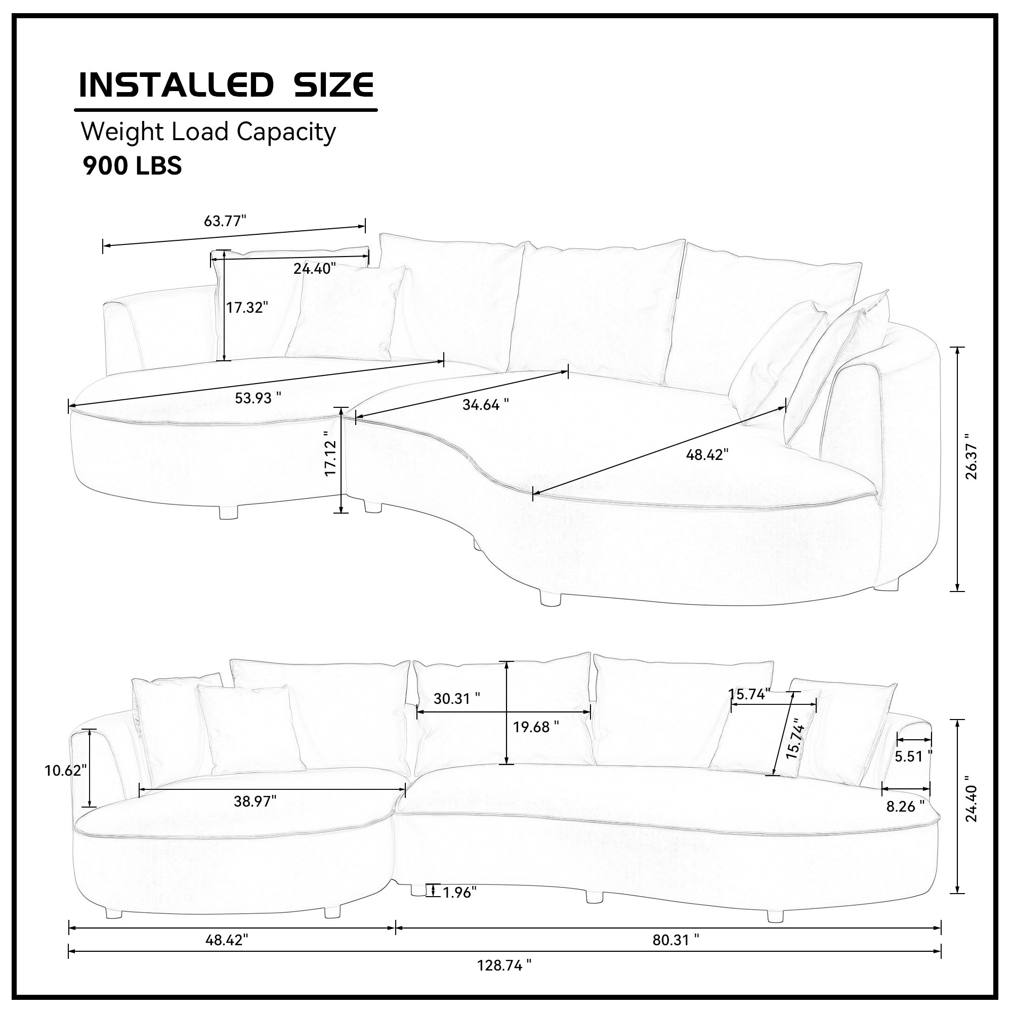 Modern Curved Sectional Leatherier Sofa
