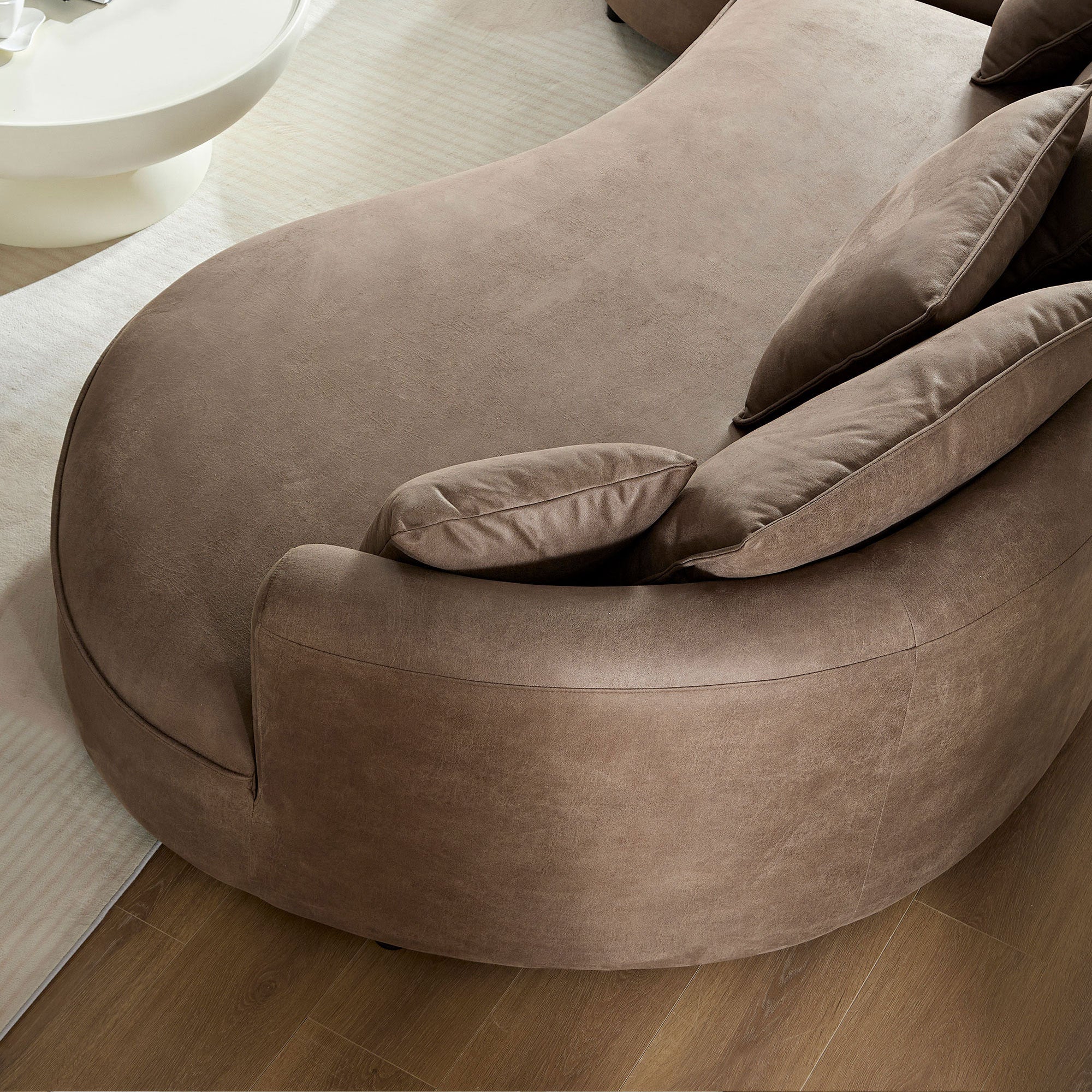 Modern Curved Sectional Leatherier Sofa