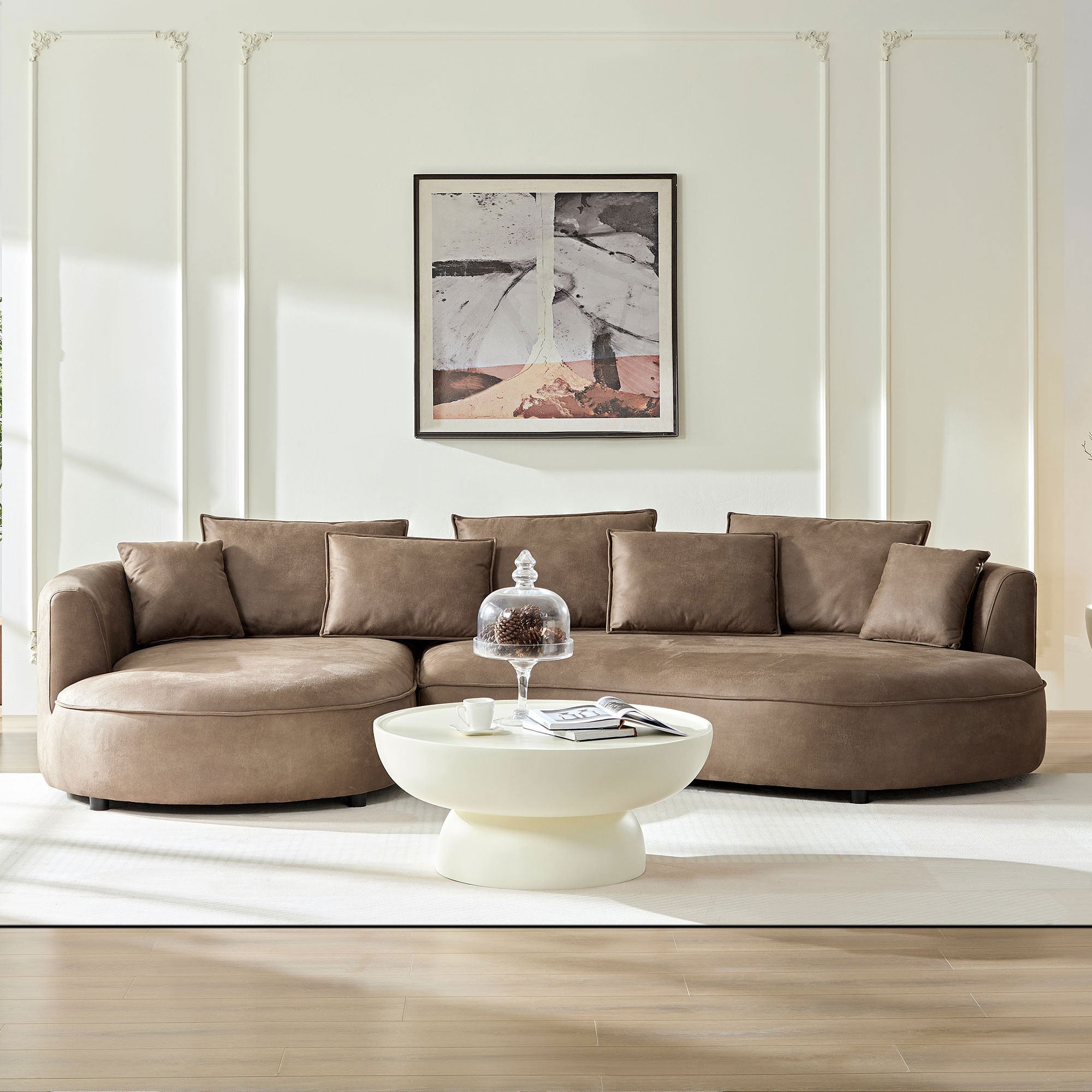 Modern Curved Sectional Leatherier Sofa