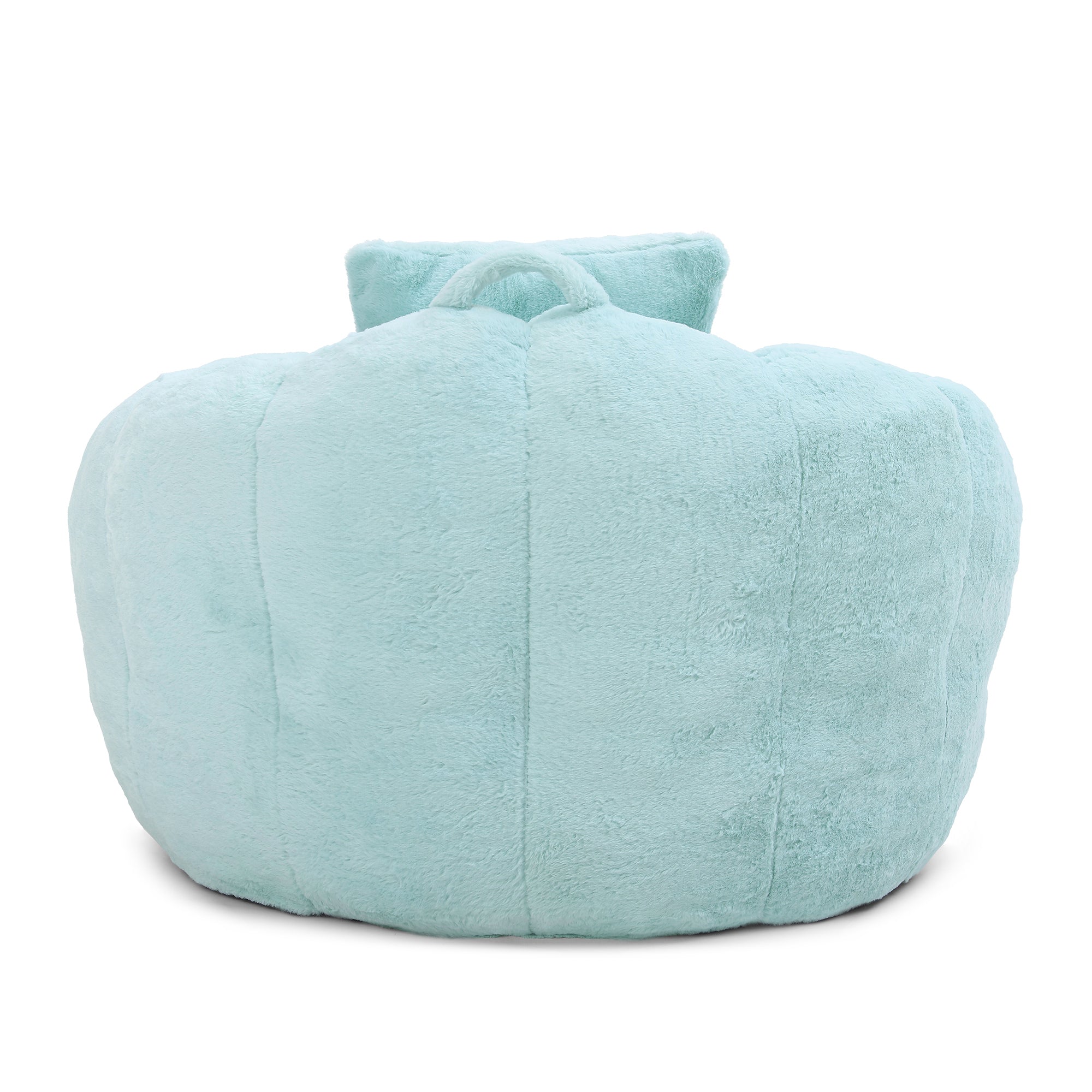 Modern Faux Fur Bean Bag Lounge Chair with Ottoman – Light Blue