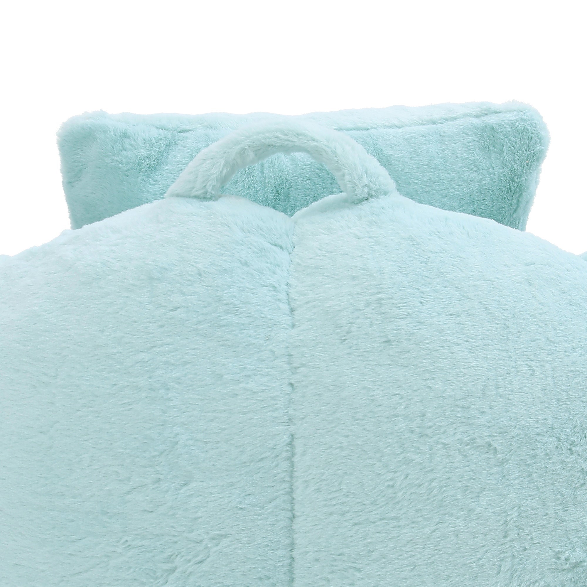 Modern Faux Fur Bean Bag Lounge Chair with Ottoman – Light Blue