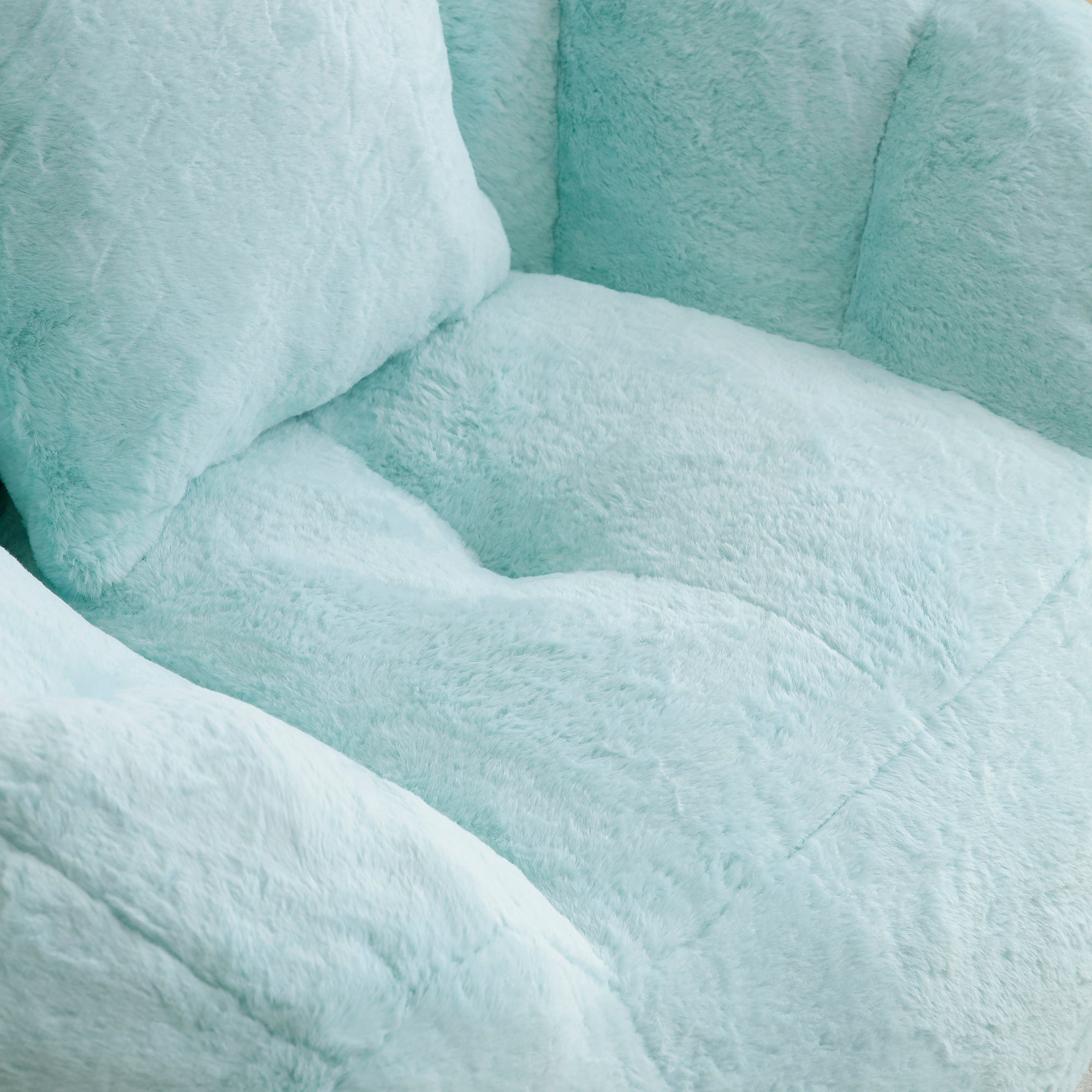 Modern Faux Fur Bean Bag Lounge Chair with Ottoman – Light Blue
