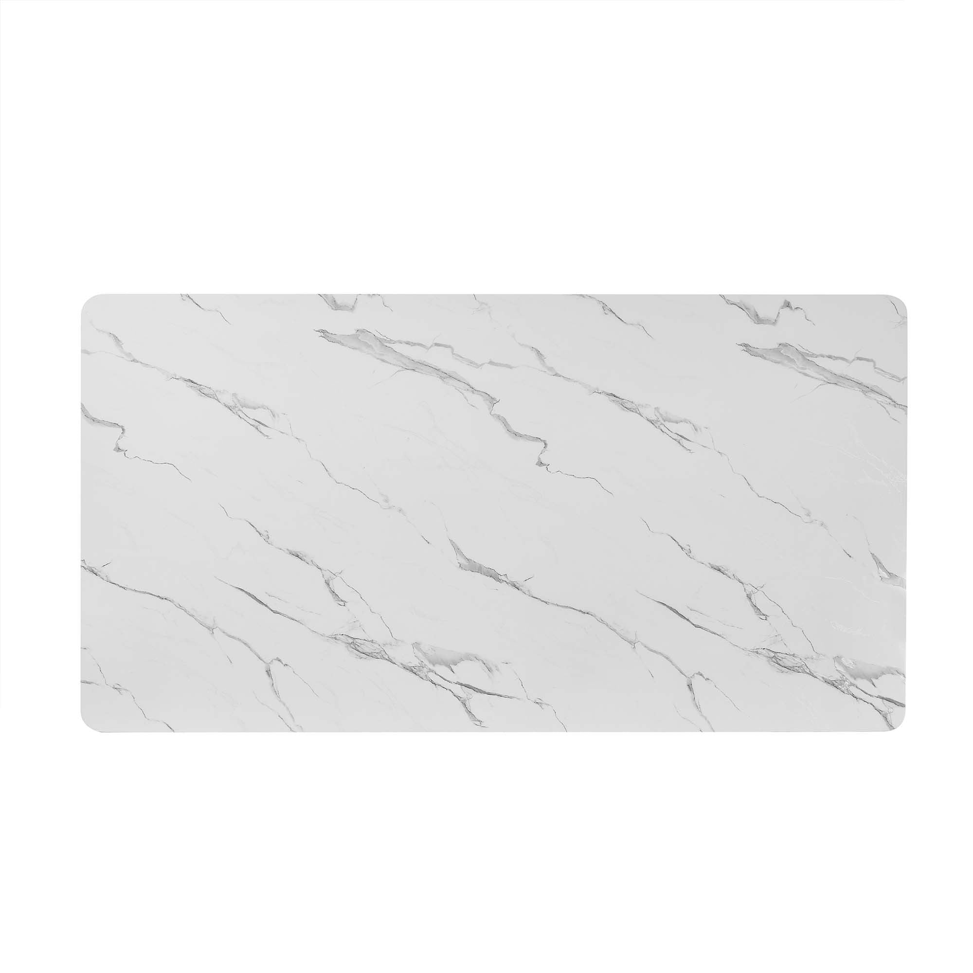 Modern Faux Marble Dining Set with Chenille Upholstered Chairs