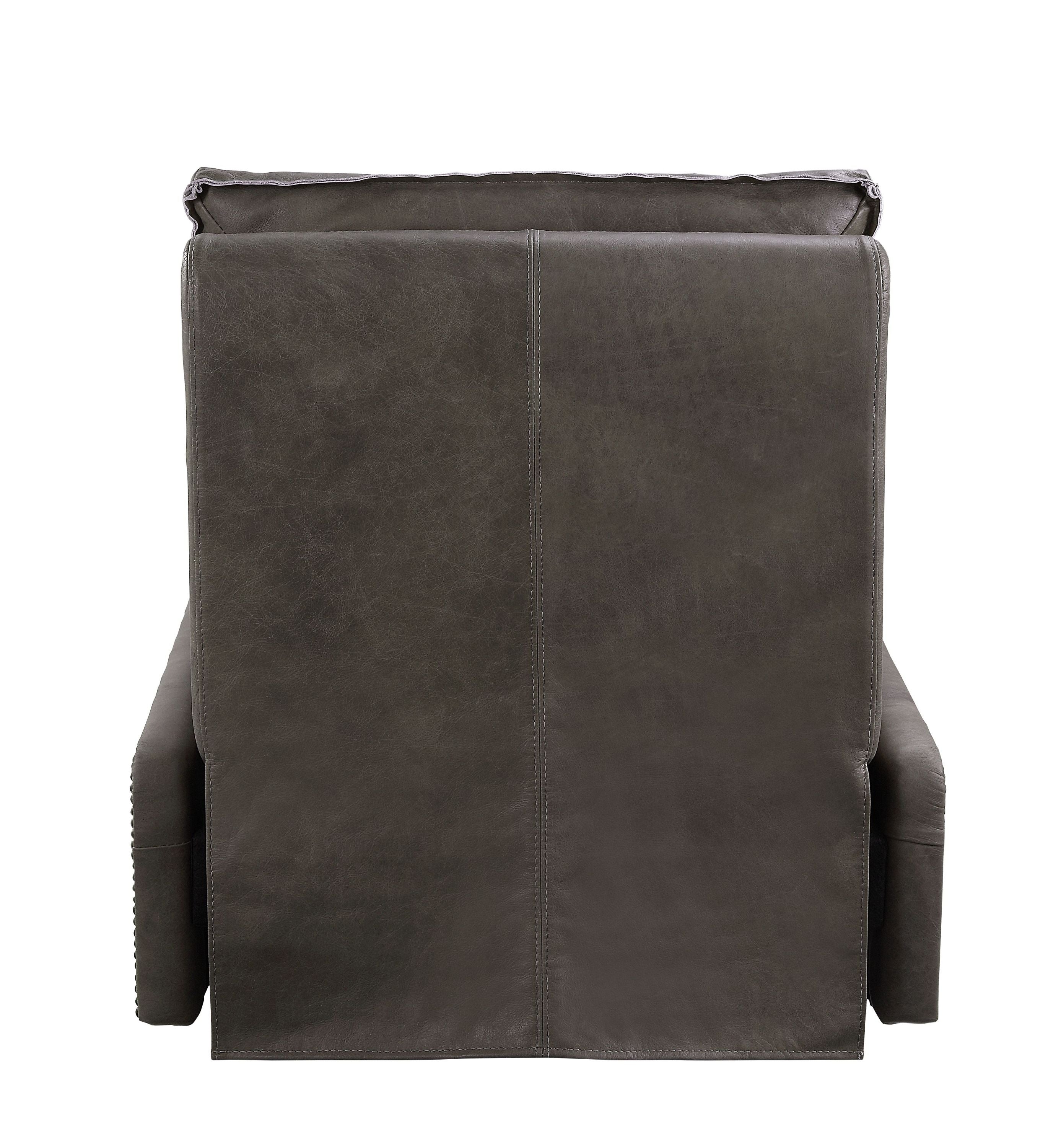 Modern Leather Recliner Chair with Aluminum Frame – Gray