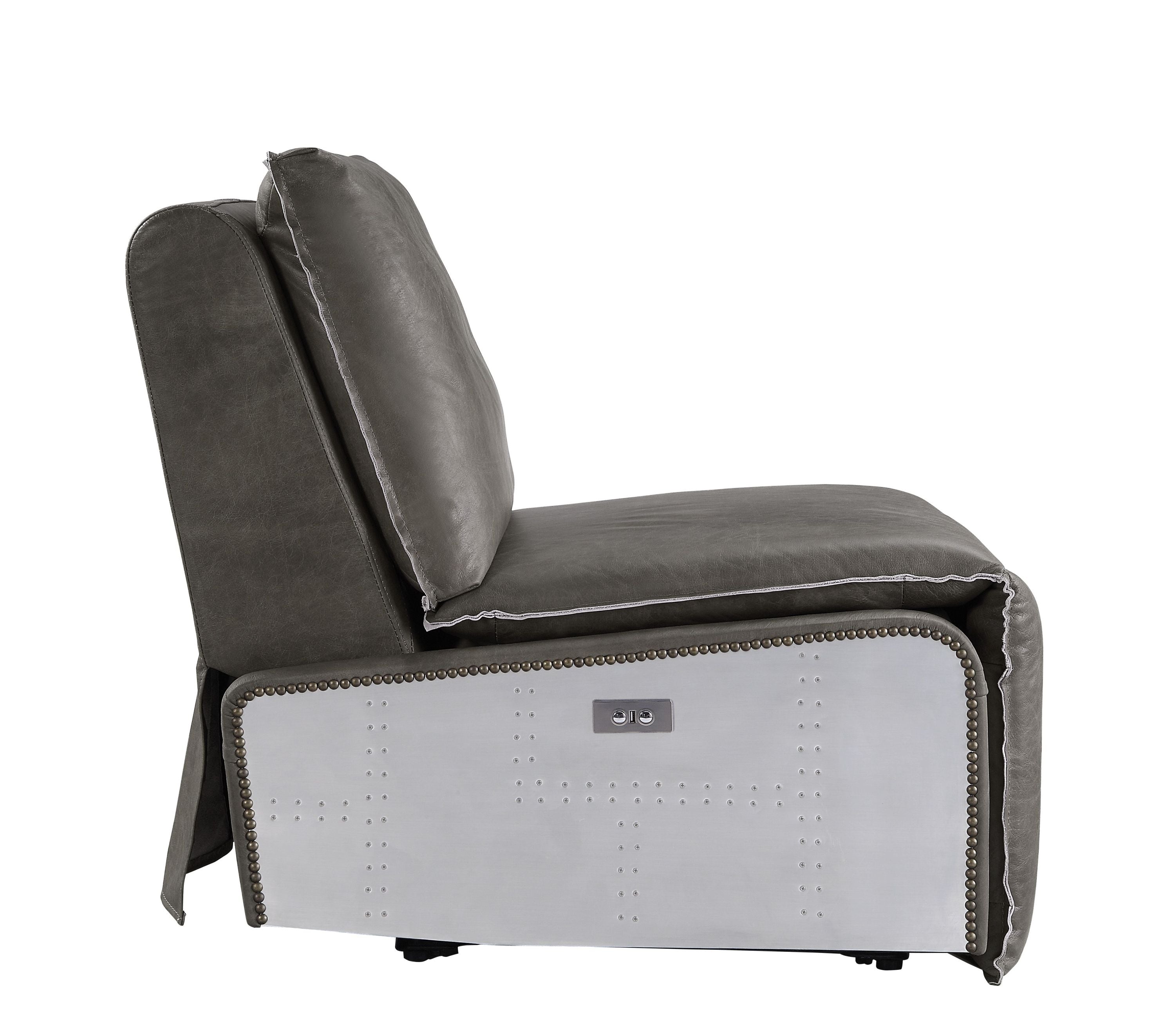 Modern Leather Recliner Chair with Aluminum Frame – Gray