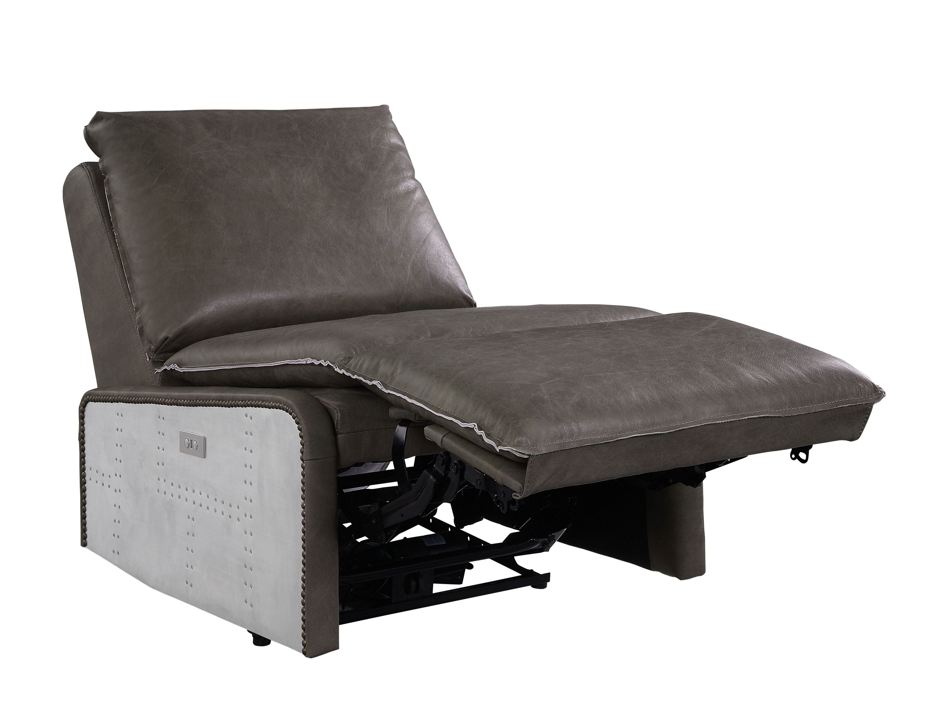 Modern Leather Recliner Chair with Aluminum Frame – Gray