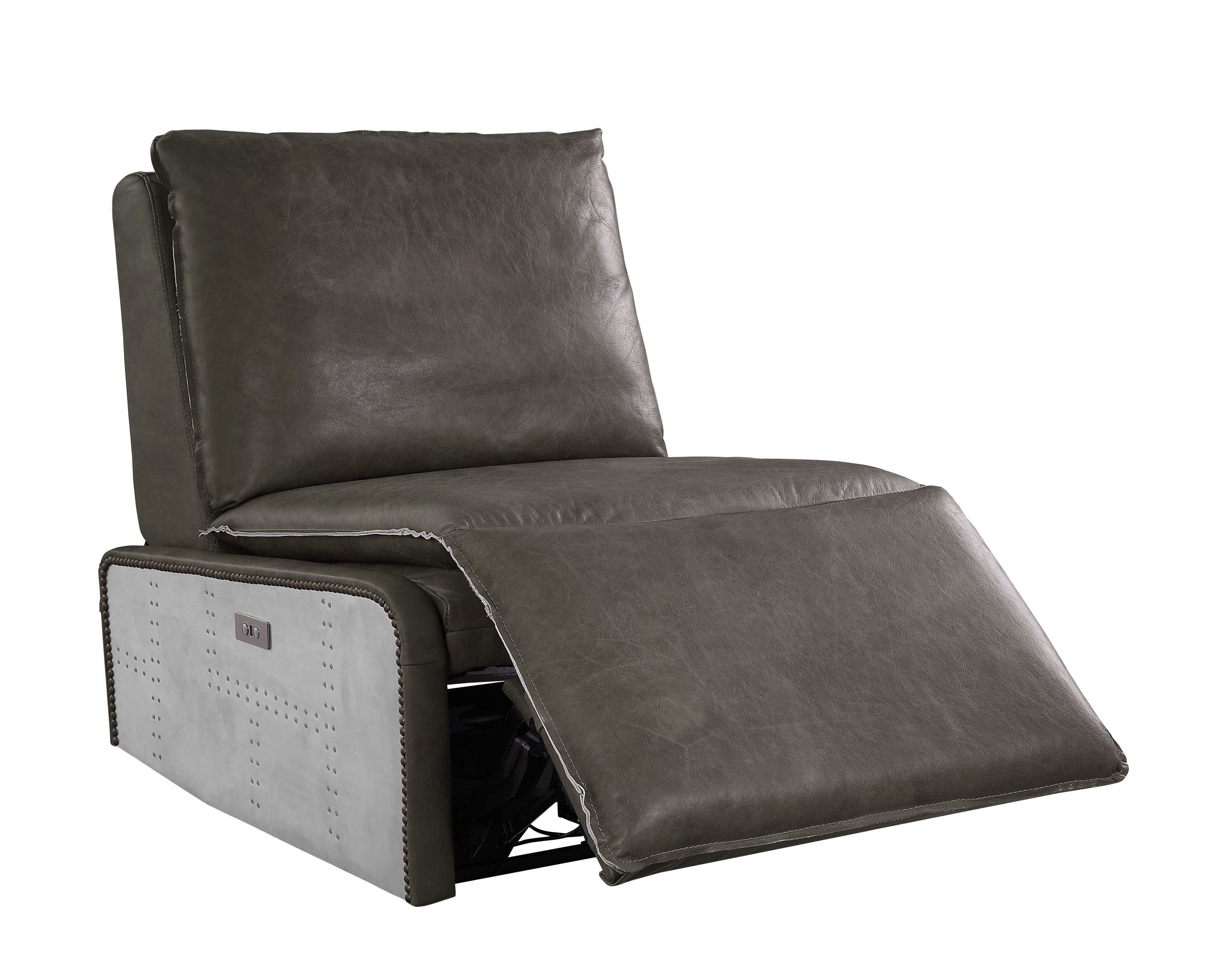 Modern Leather Recliner Chair with Aluminum Frame – Gray