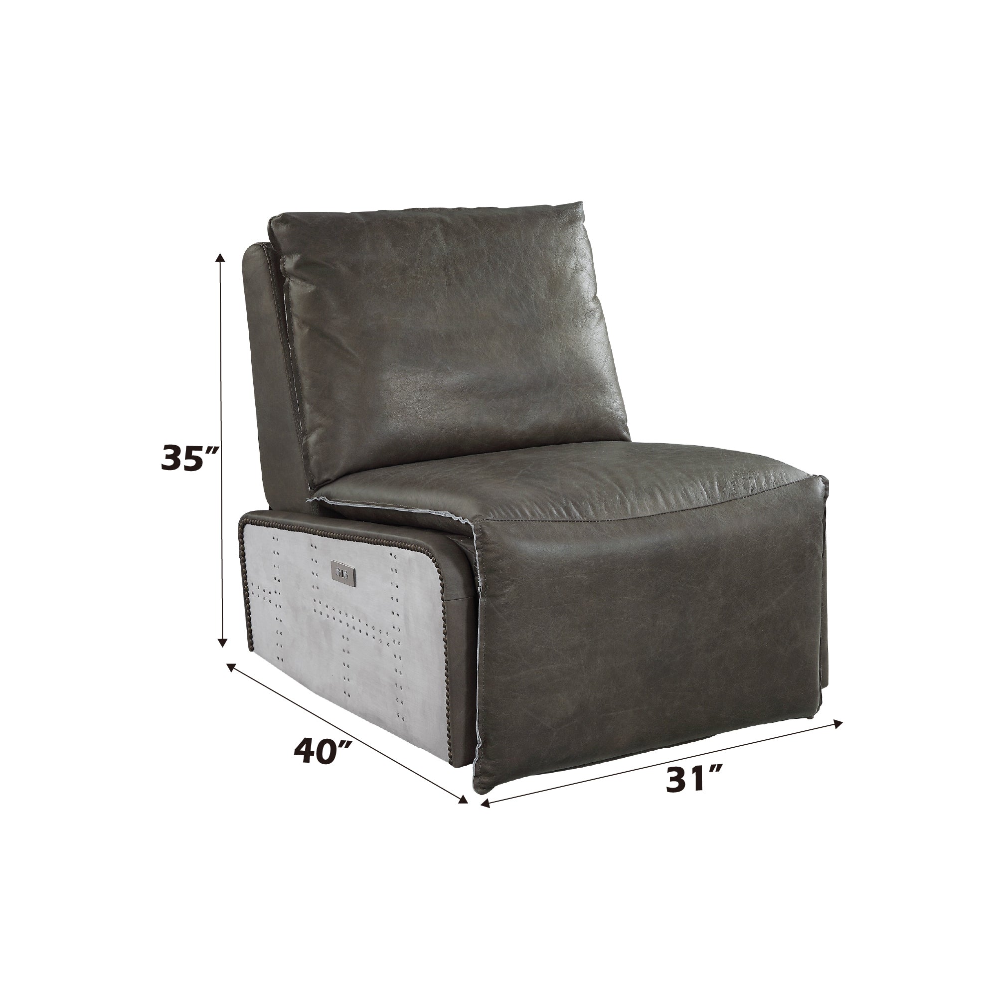 Modern Leather Recliner Chair with Aluminum Frame – Gray