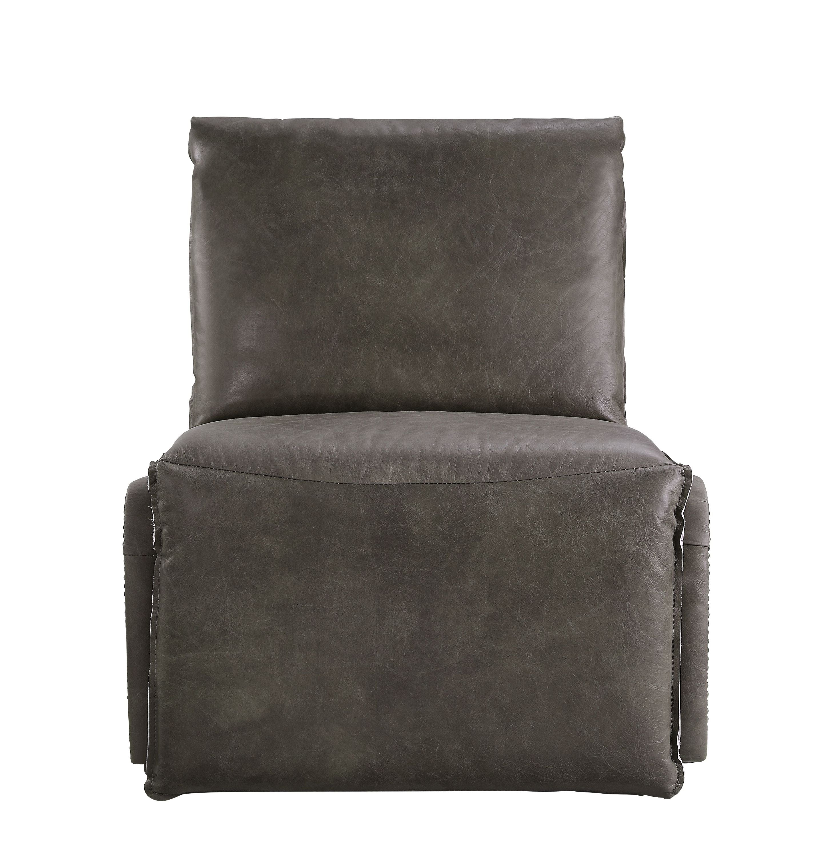 Modern Leather Recliner Chair with Aluminum Frame – Gray