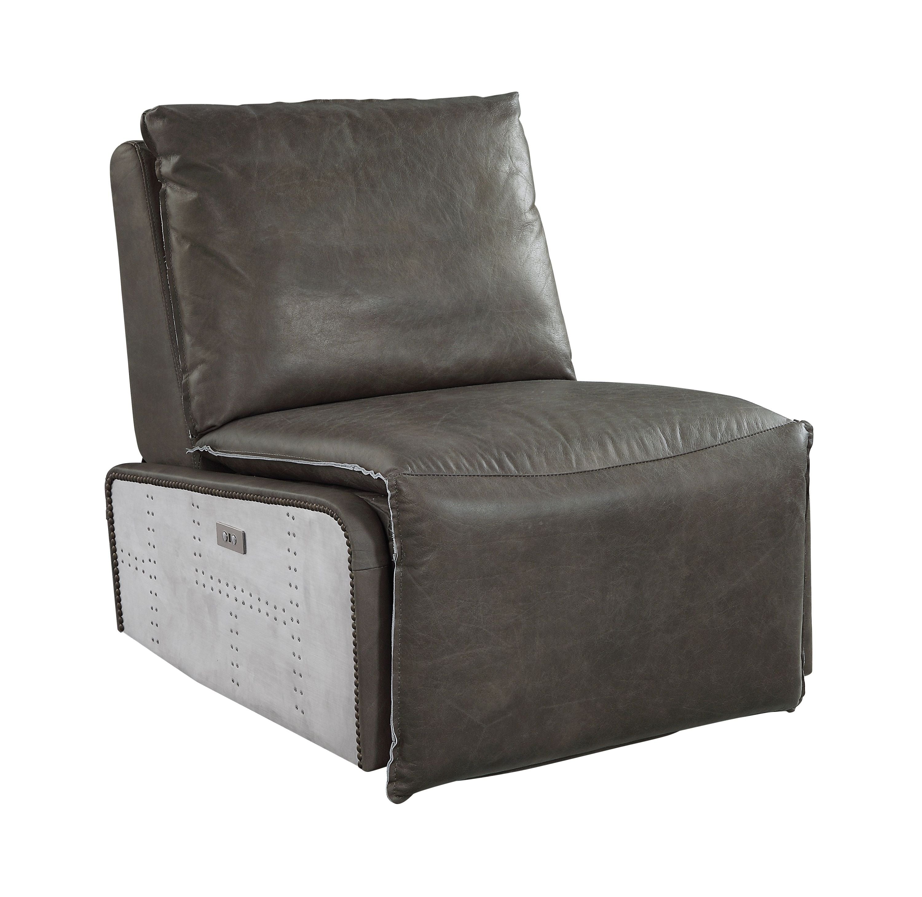 Modern Leather Recliner Chair with Aluminum Frame – Gray