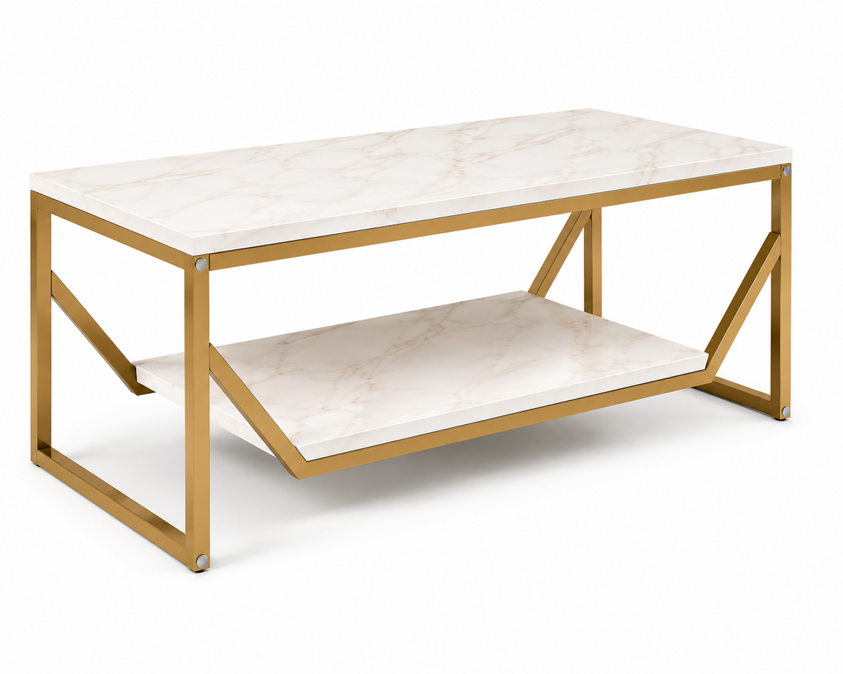Modern Luxe Marble & Steel Coffee Table