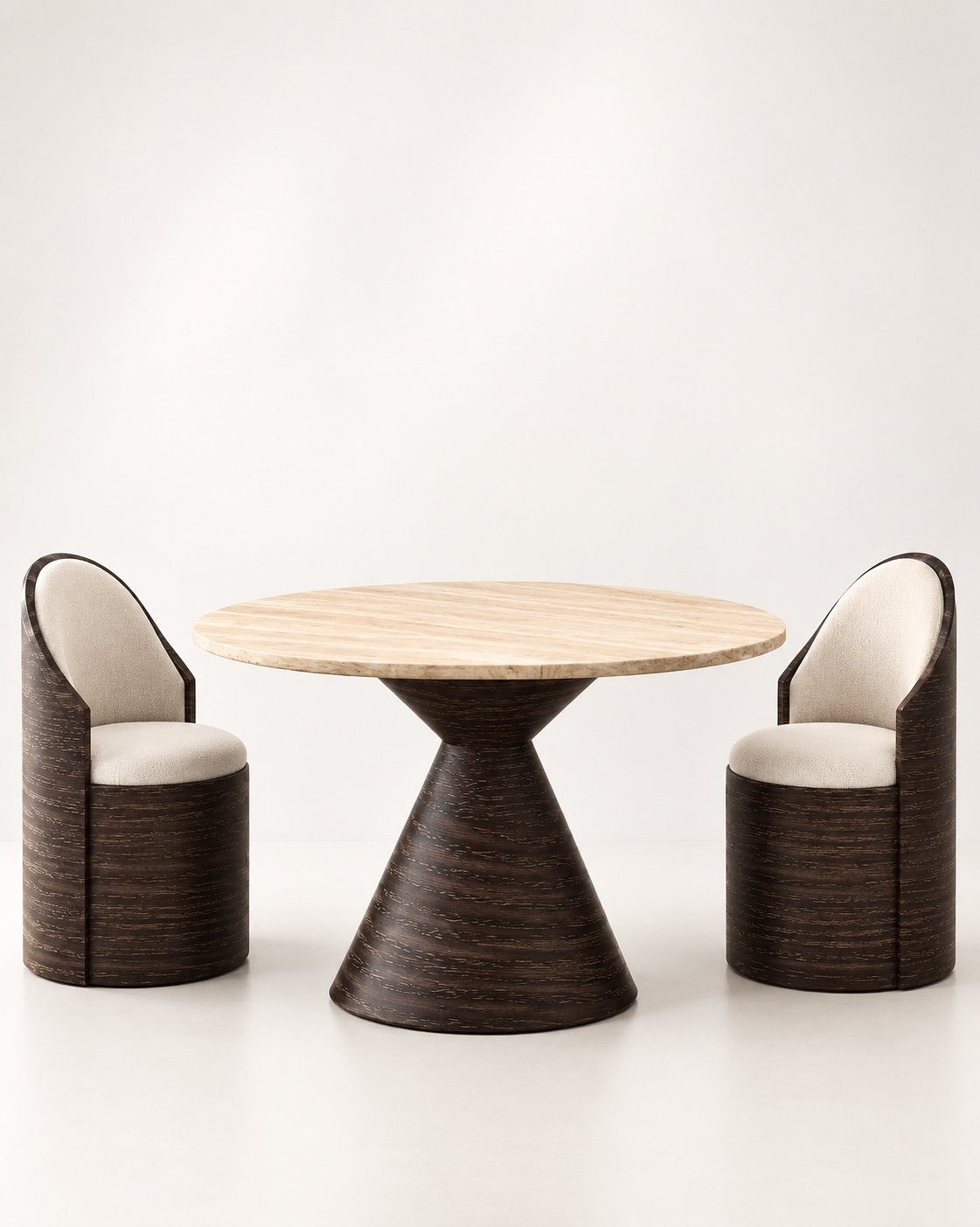 Modern Round Dining Table with 2 Upholstered Chairs