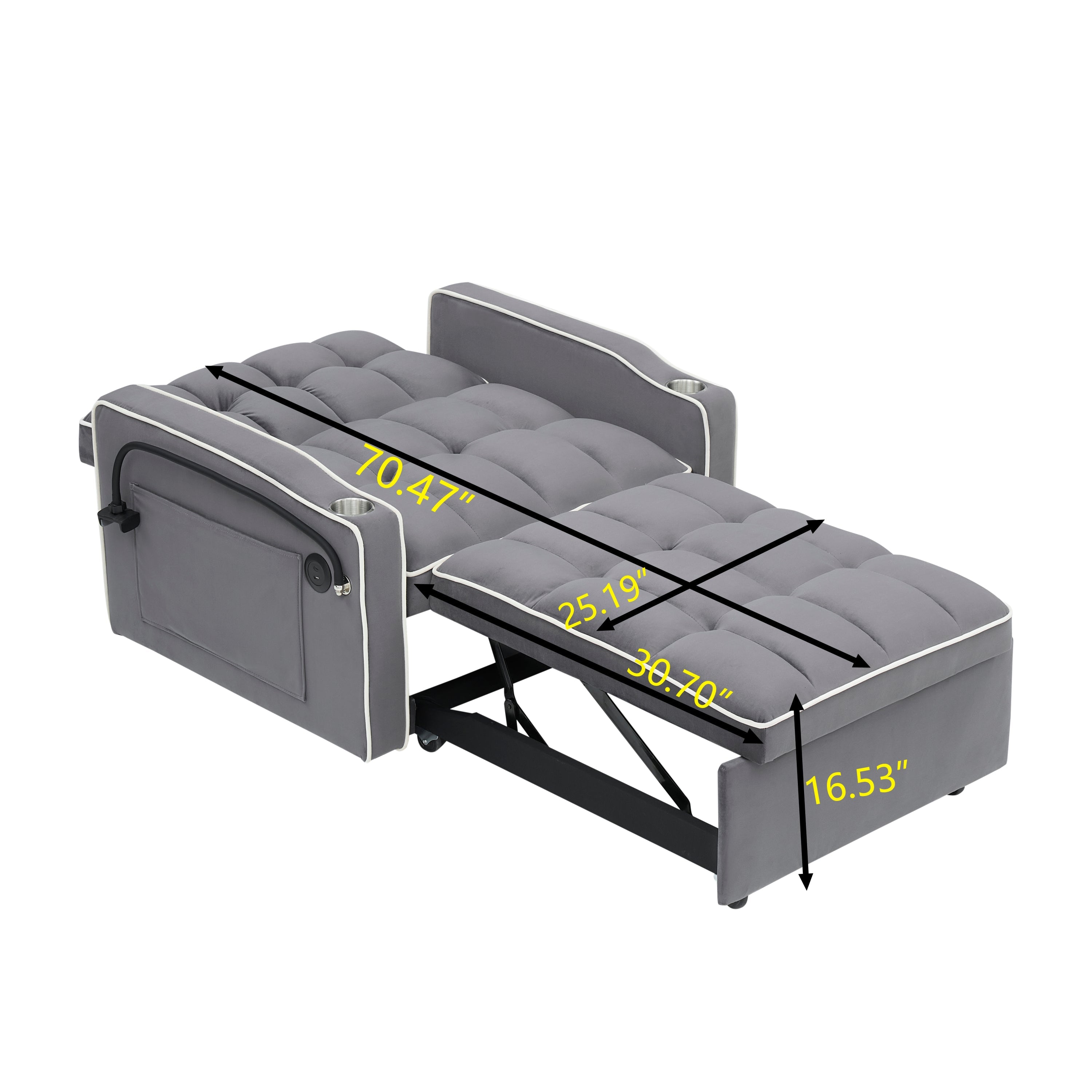 Modern Velvet Convertible Sofa Bed