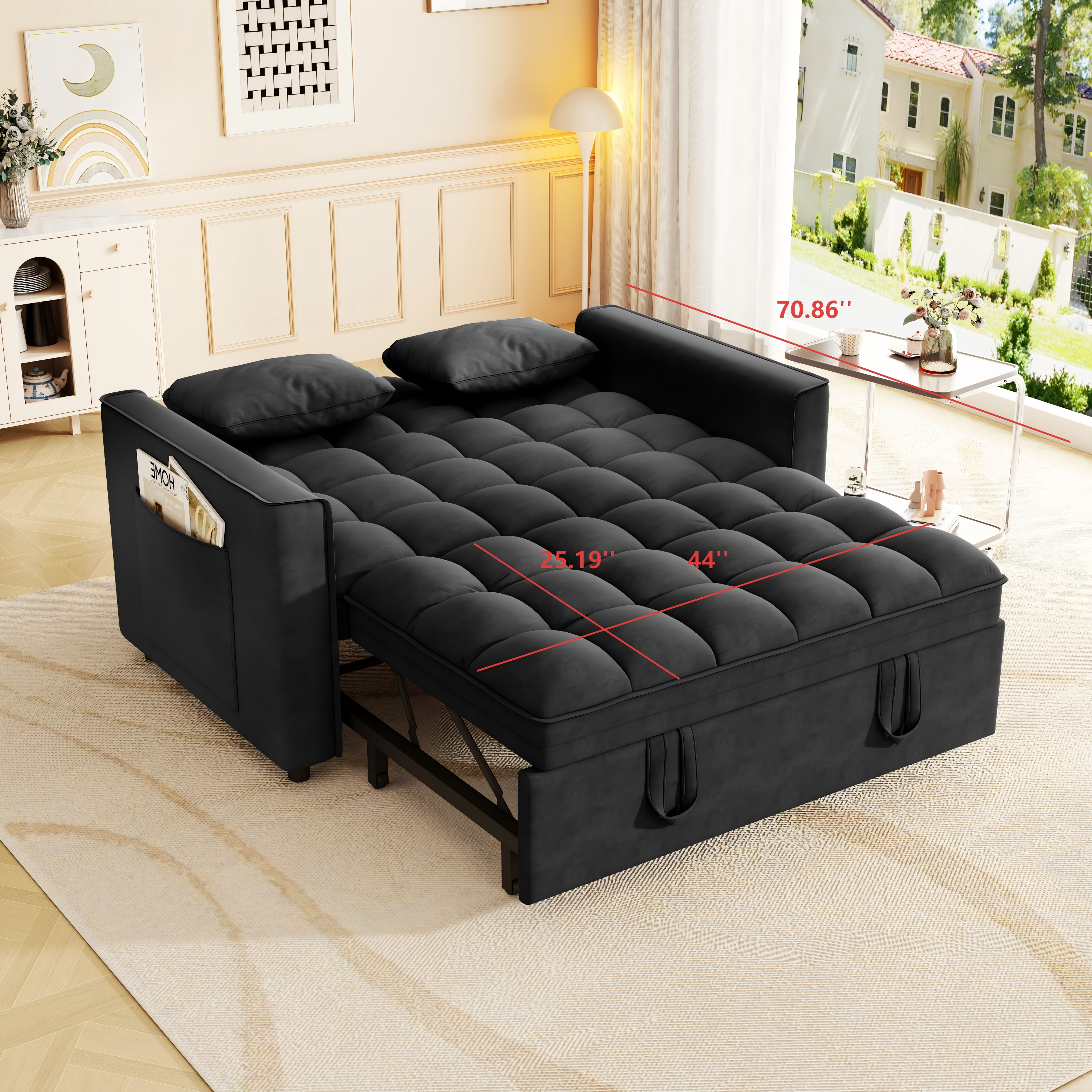 Modern Velvet Sleeper Sofa Bed