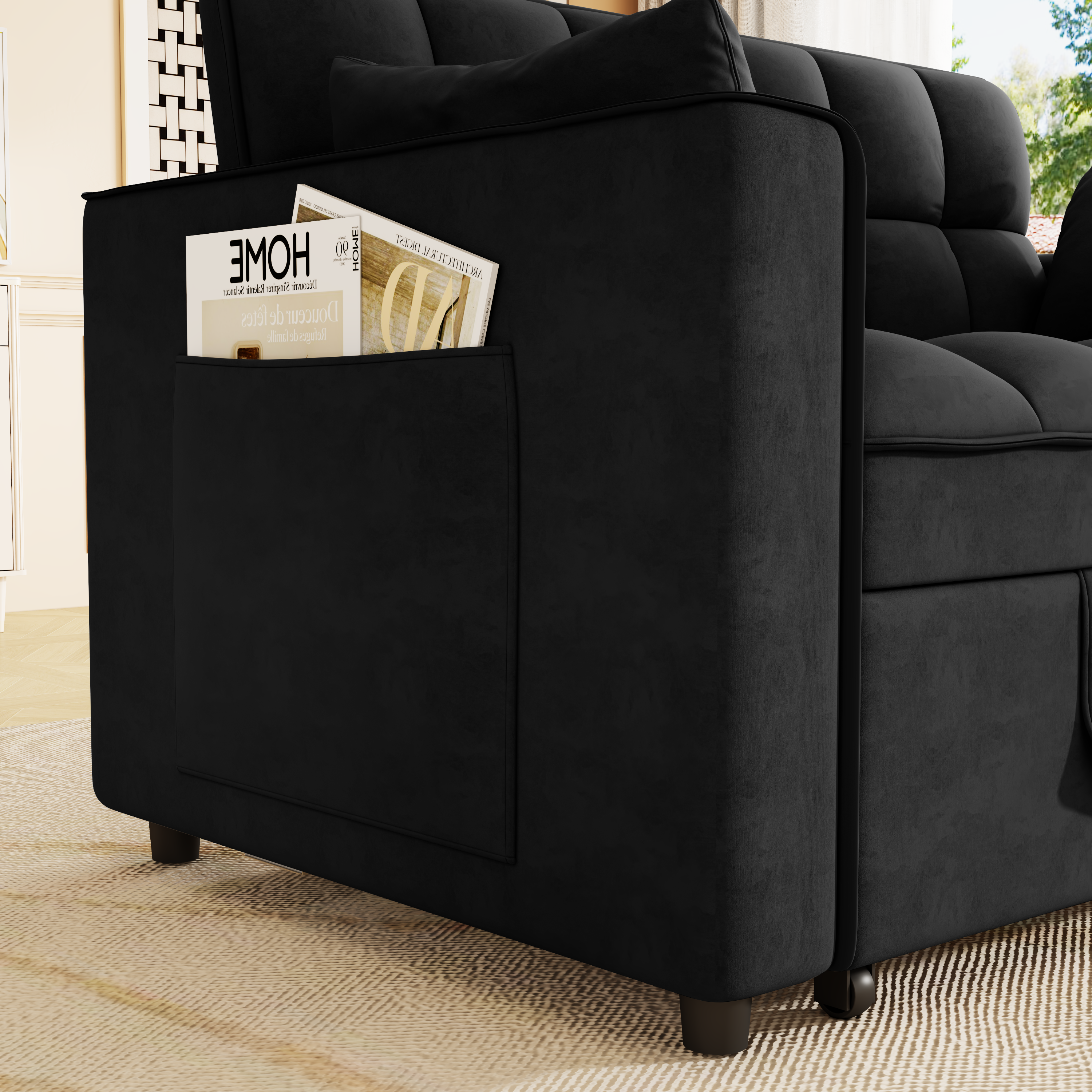 Modern Velvet Sleeper Sofa Bed