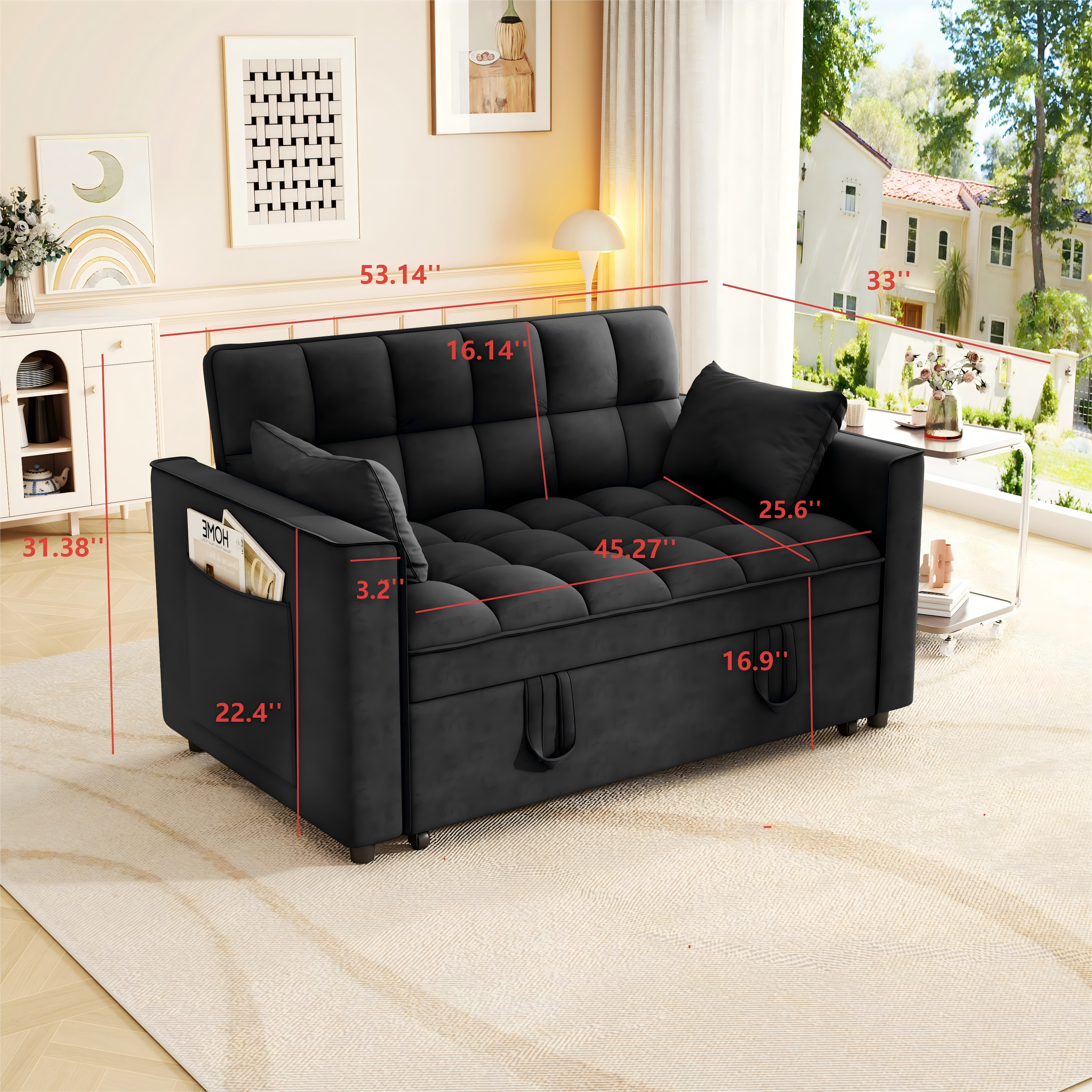 Modern Velvet Sleeper Sofa Bed