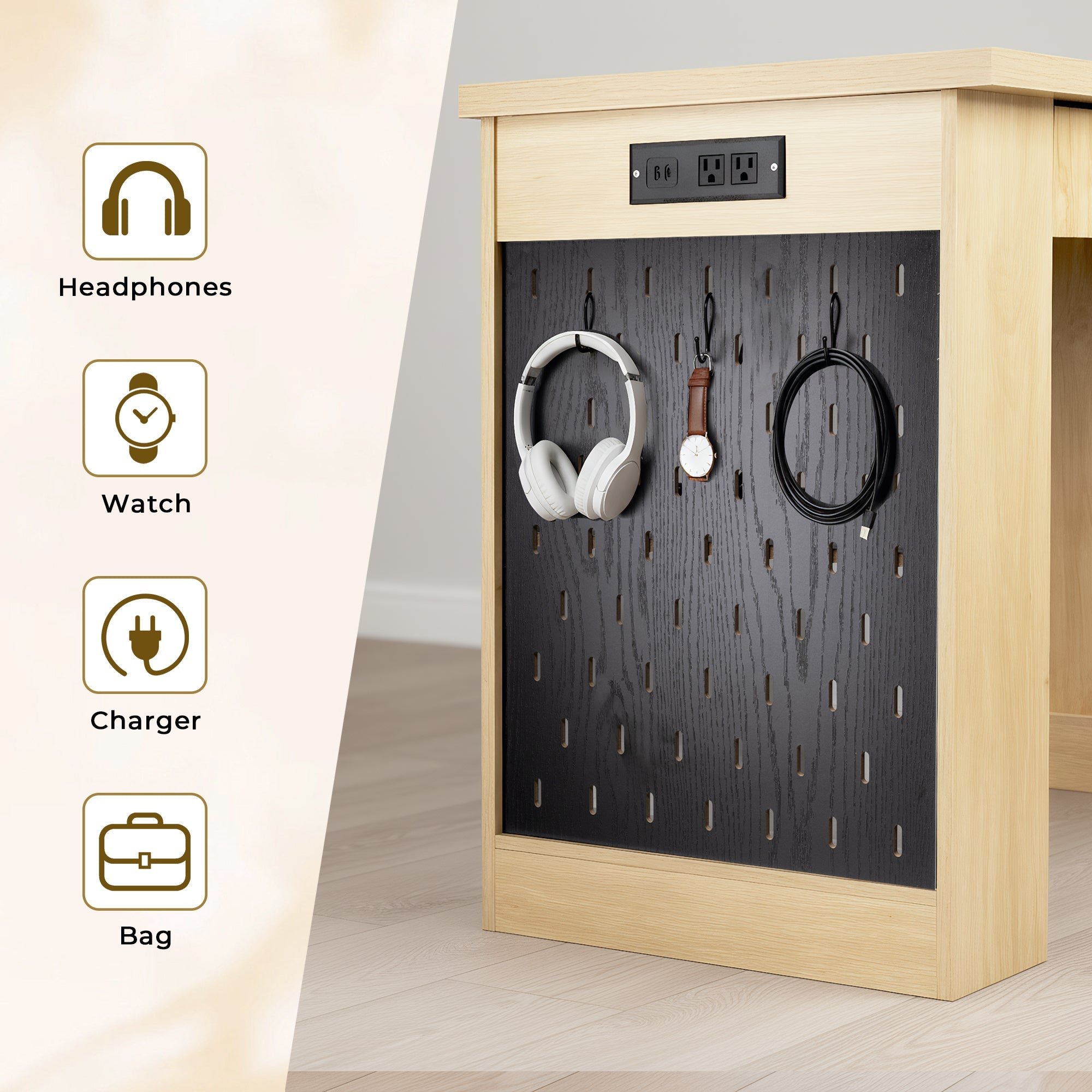 Oakridge Fluted Home Office Desk with Charging Station