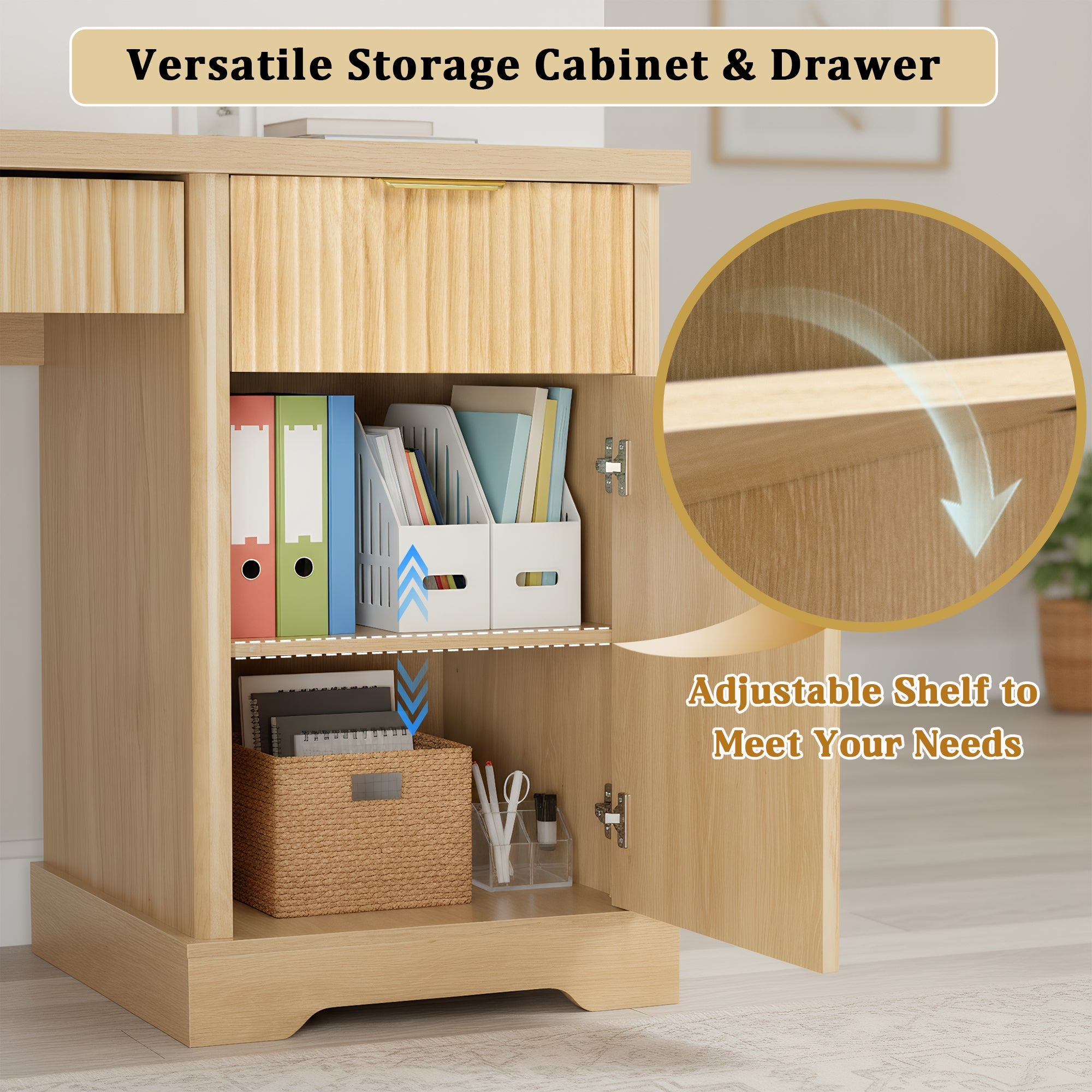 Oakridge Fluted Home Office Desk with Charging Station