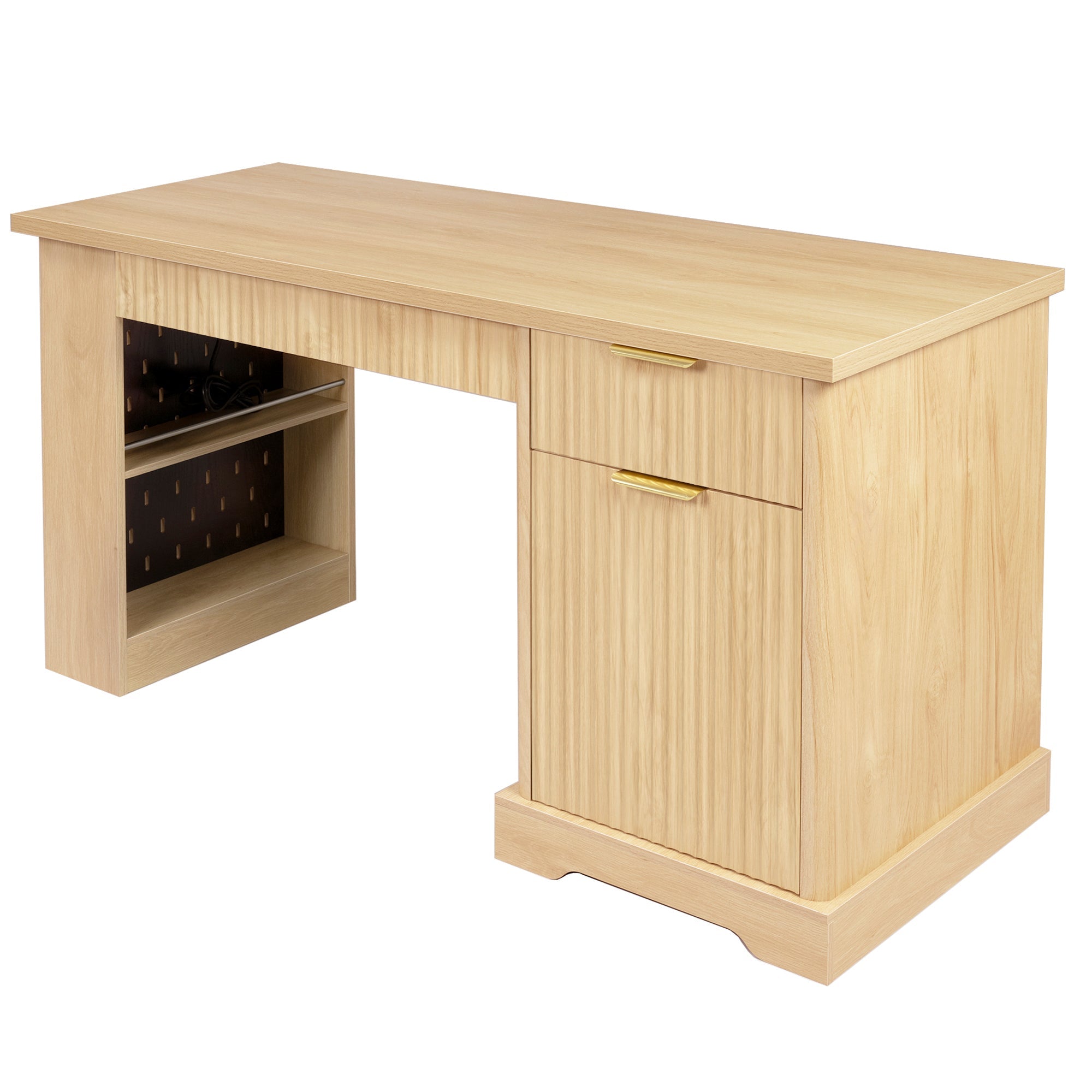 Oakridge Fluted Home Office Desk with Charging Station