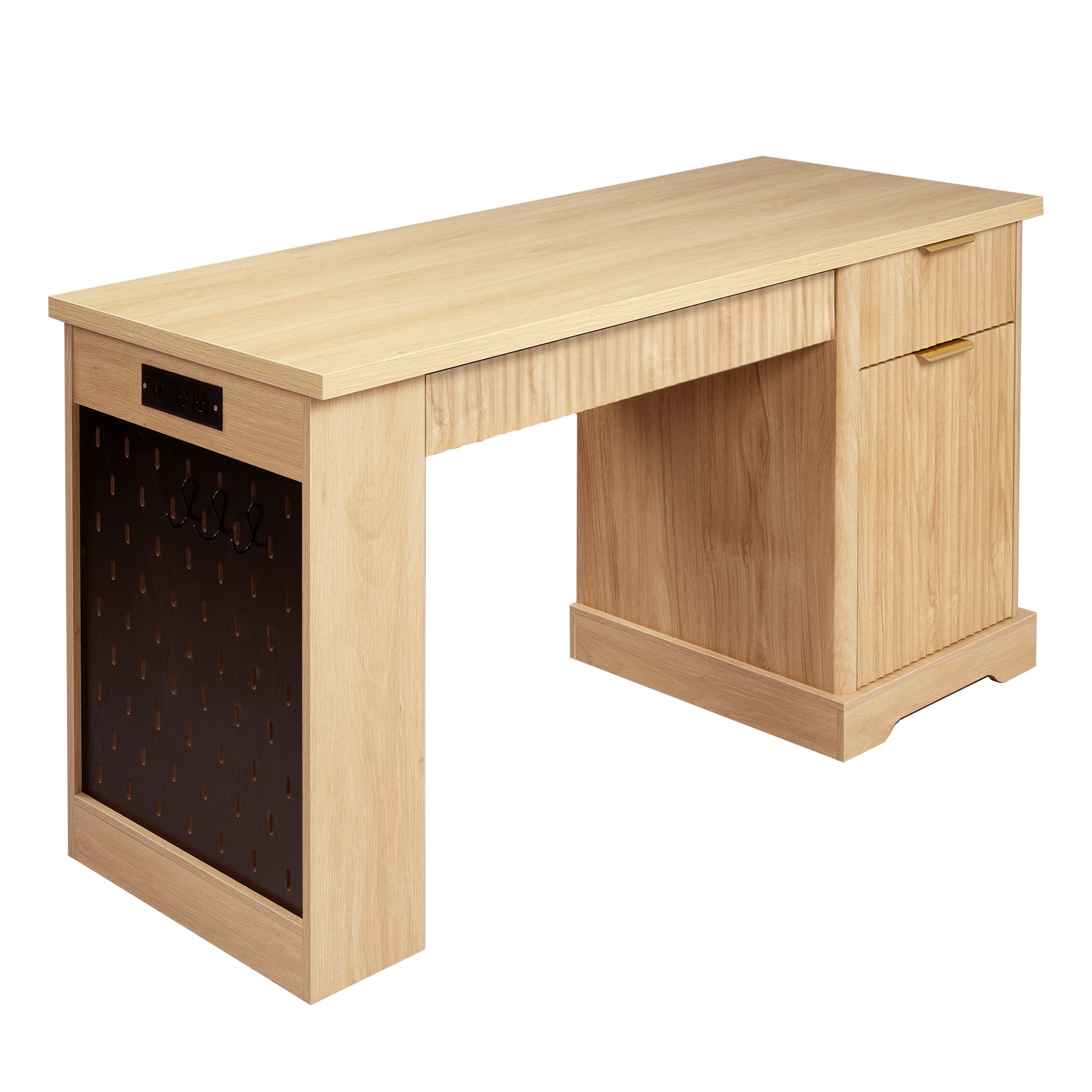 Oakridge Fluted Home Office Desk with Charging Station