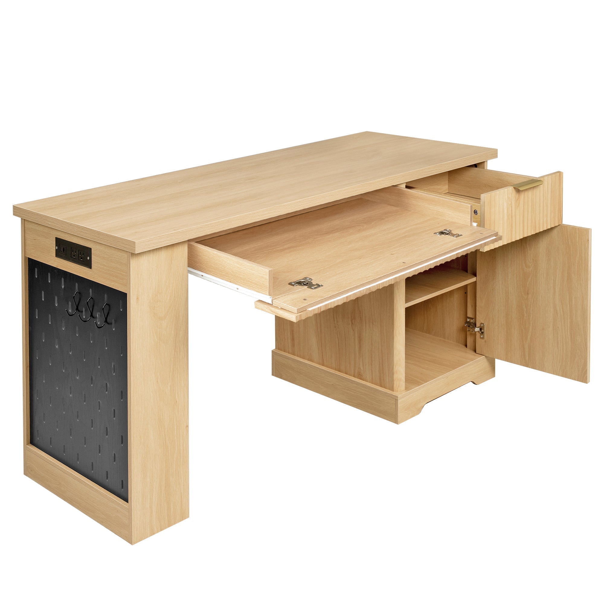 Oakridge Fluted Home Office Desk with Charging Station