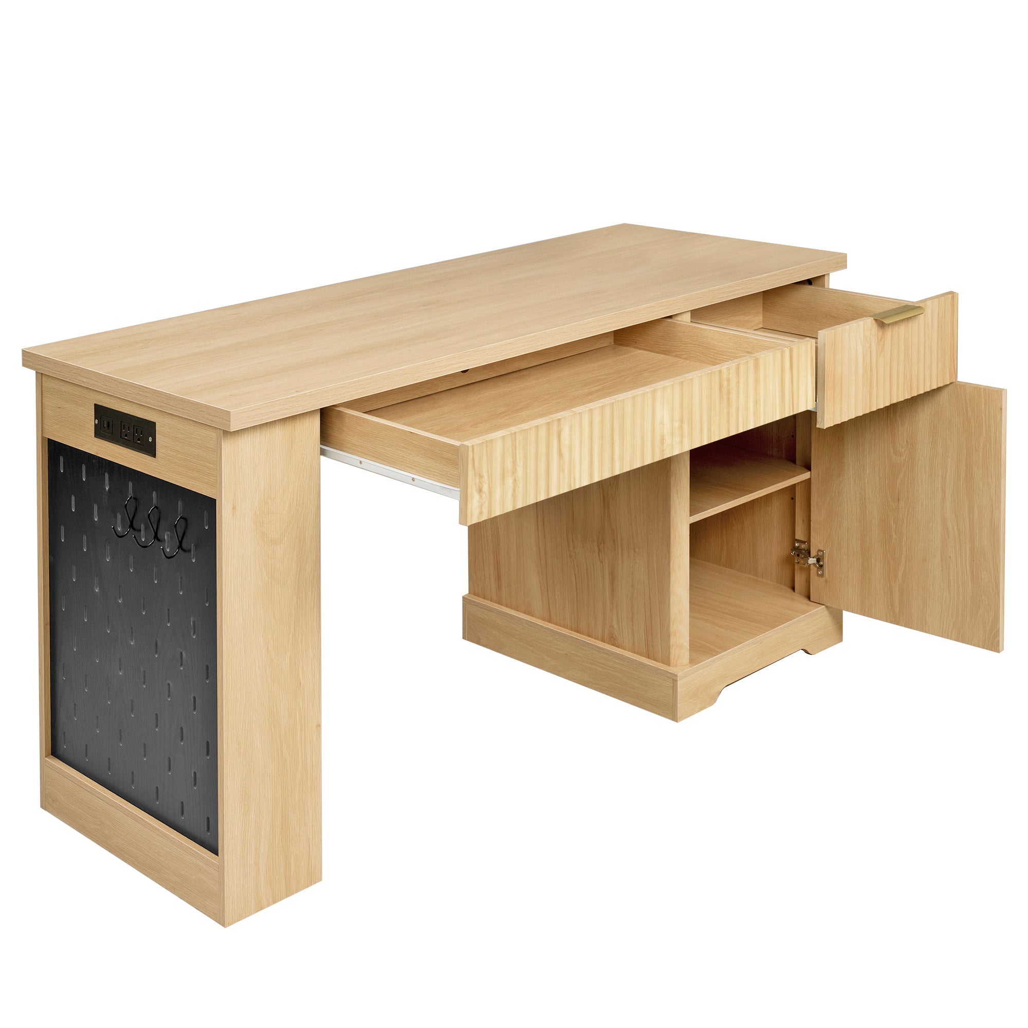 Oakridge Fluted Home Office Desk with Charging Station