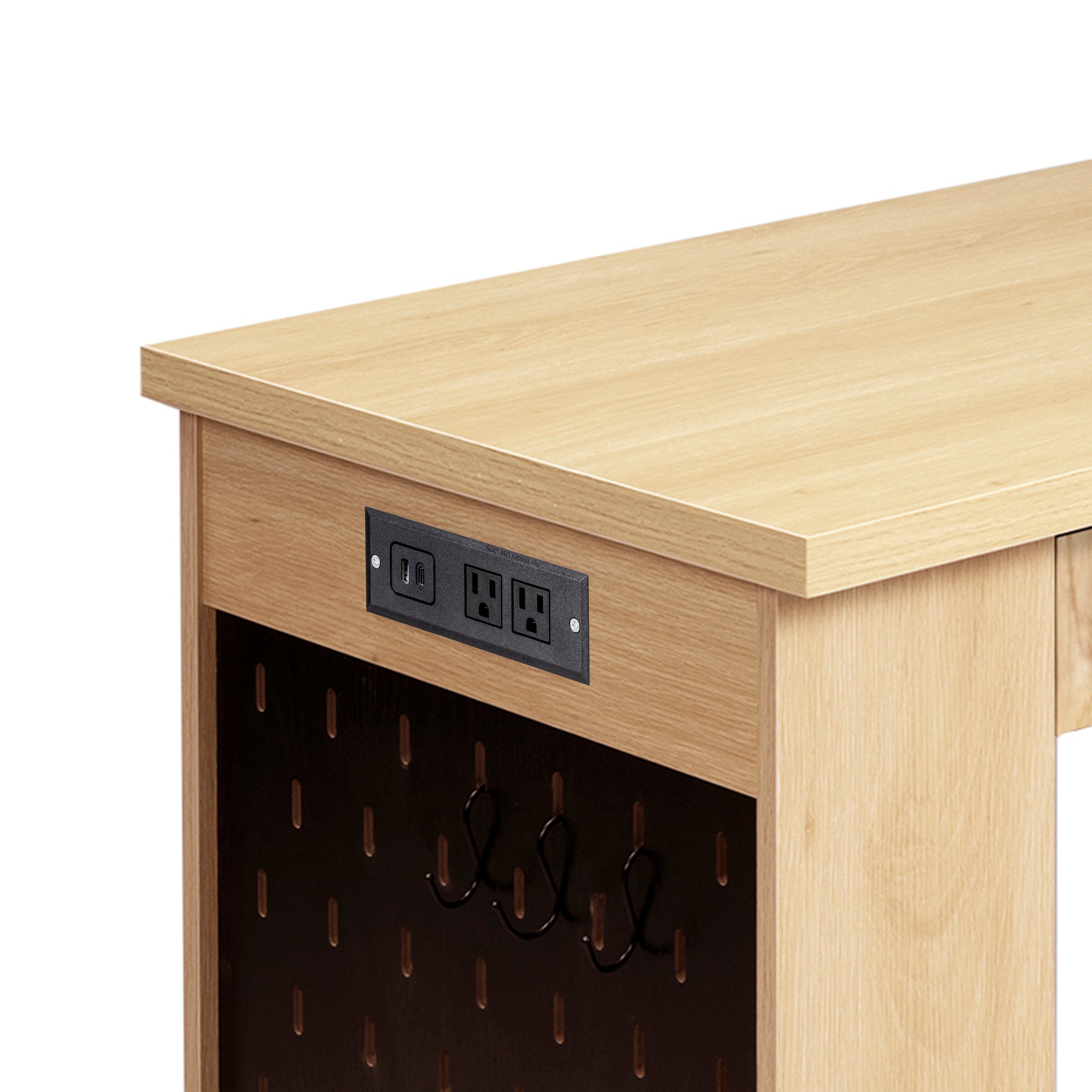 Oakridge Fluted Home Office Desk with Charging Station