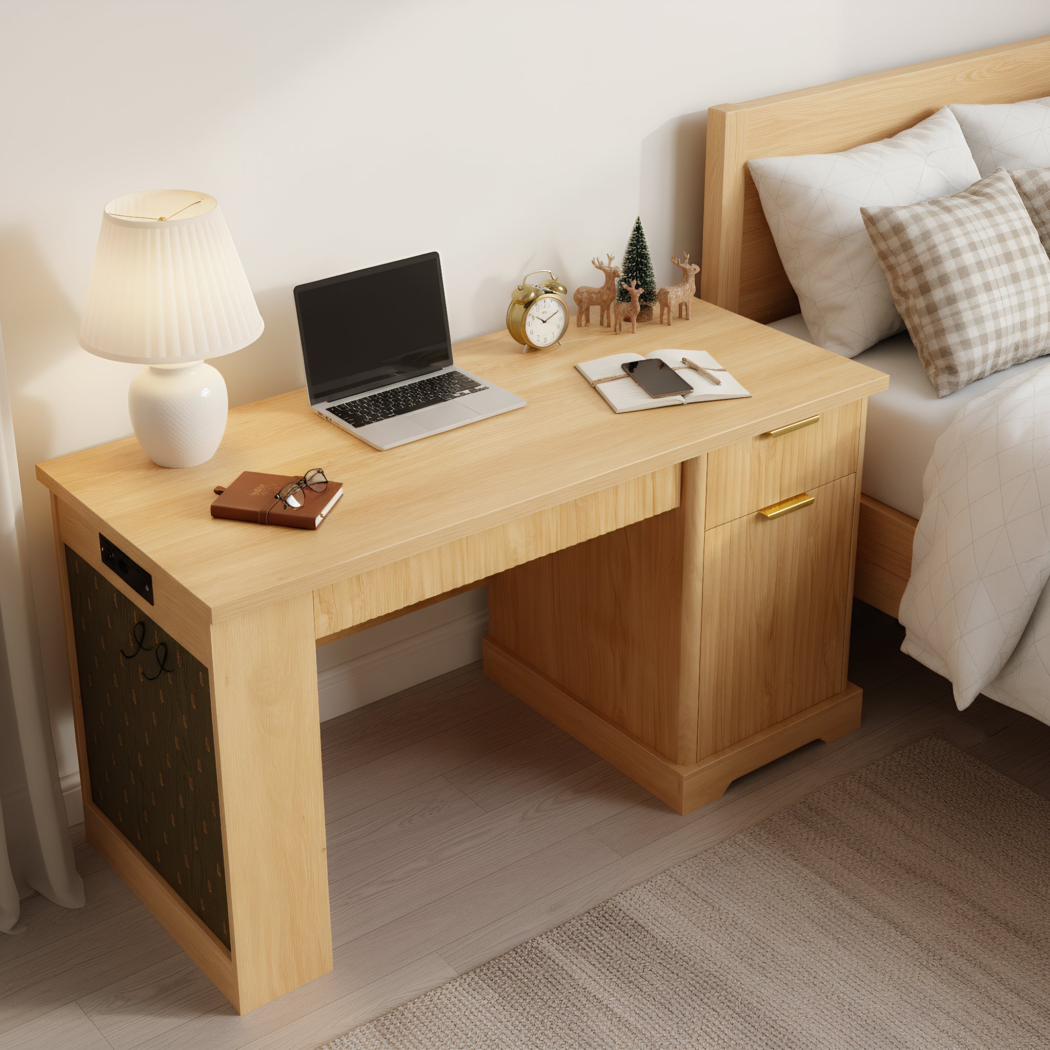 Oakridge Fluted Home Office Desk with Charging Station