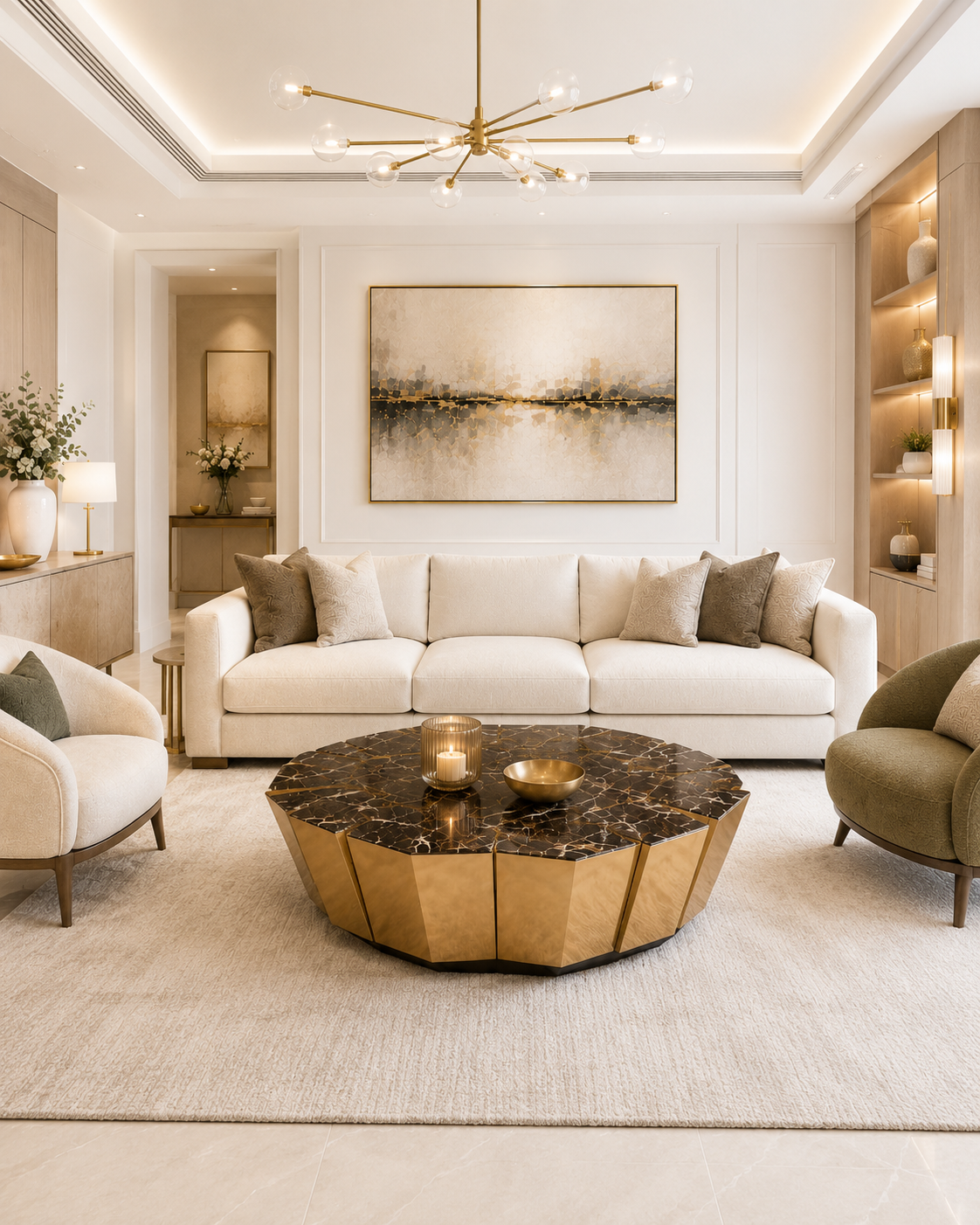 Obsidian Gold & Marble Coffee Table