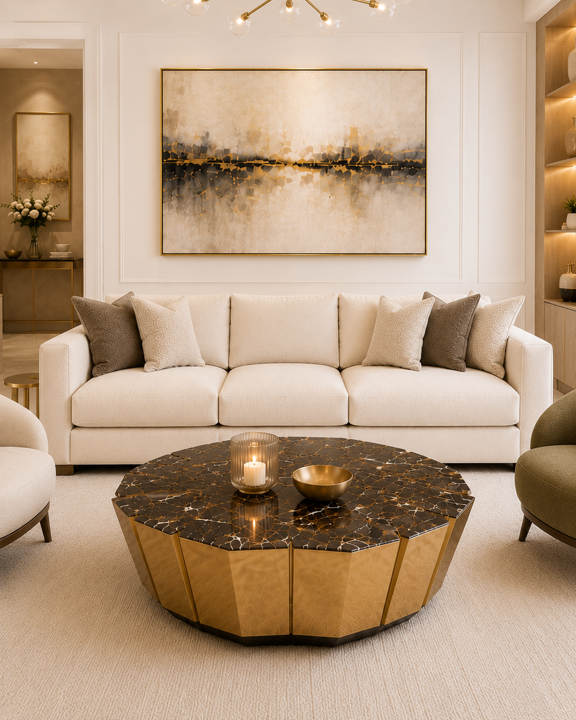 Obsidian Gold & Marble Coffee Table