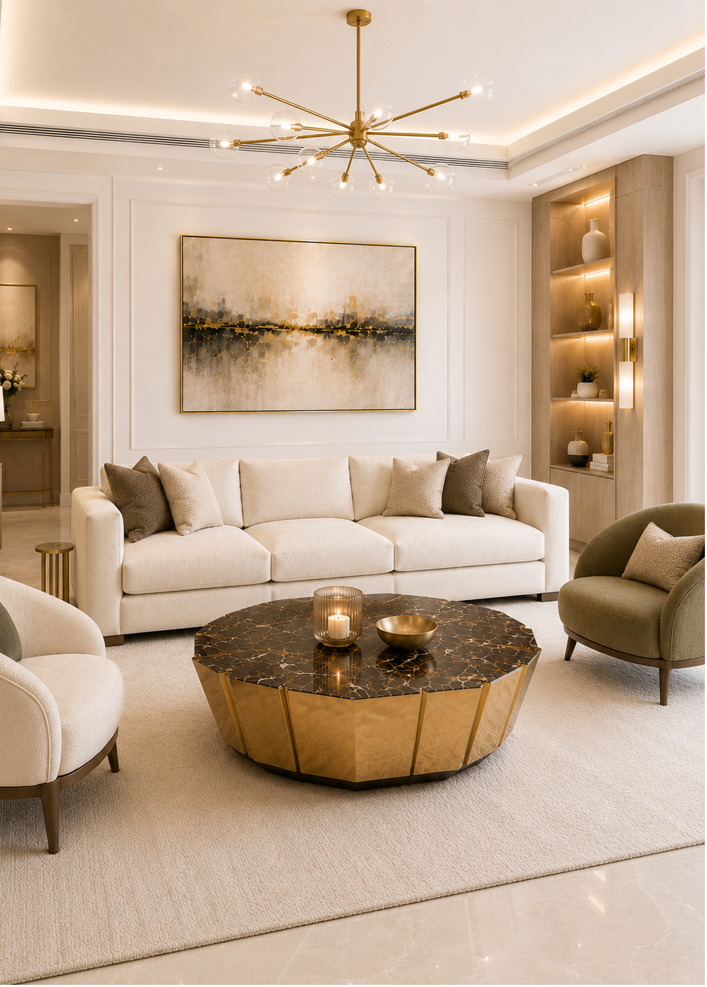 Obsidian Gold & Marble Coffee Table