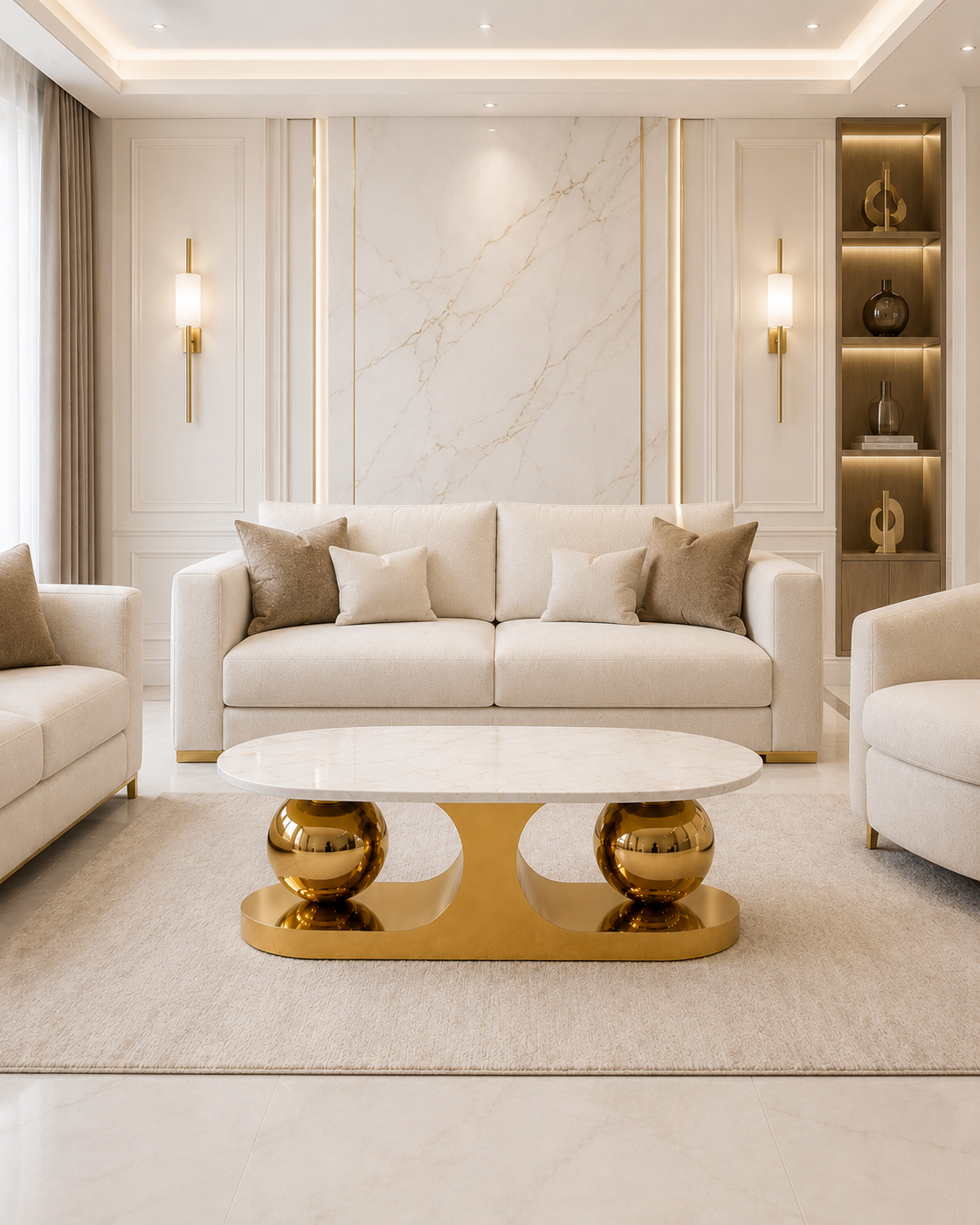 Orbital Marble & Steel Coffee Table